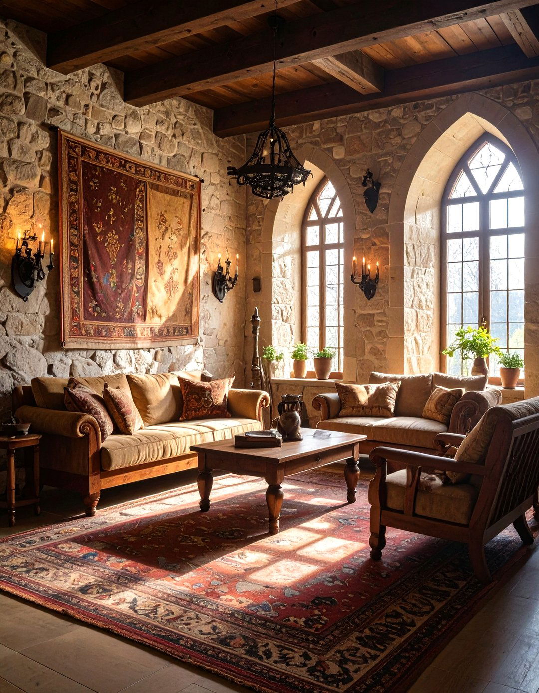 Stone Wall Castle Living Room - 24 Castle Living Room Ideas
