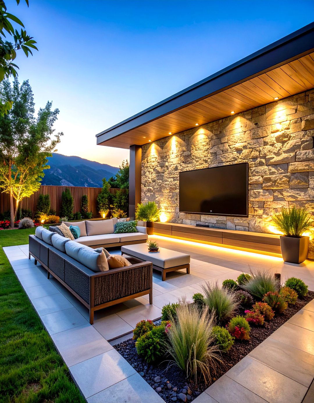 Stone Wall Outdoor TV Installation - 24 Outdoor Tv Ideas