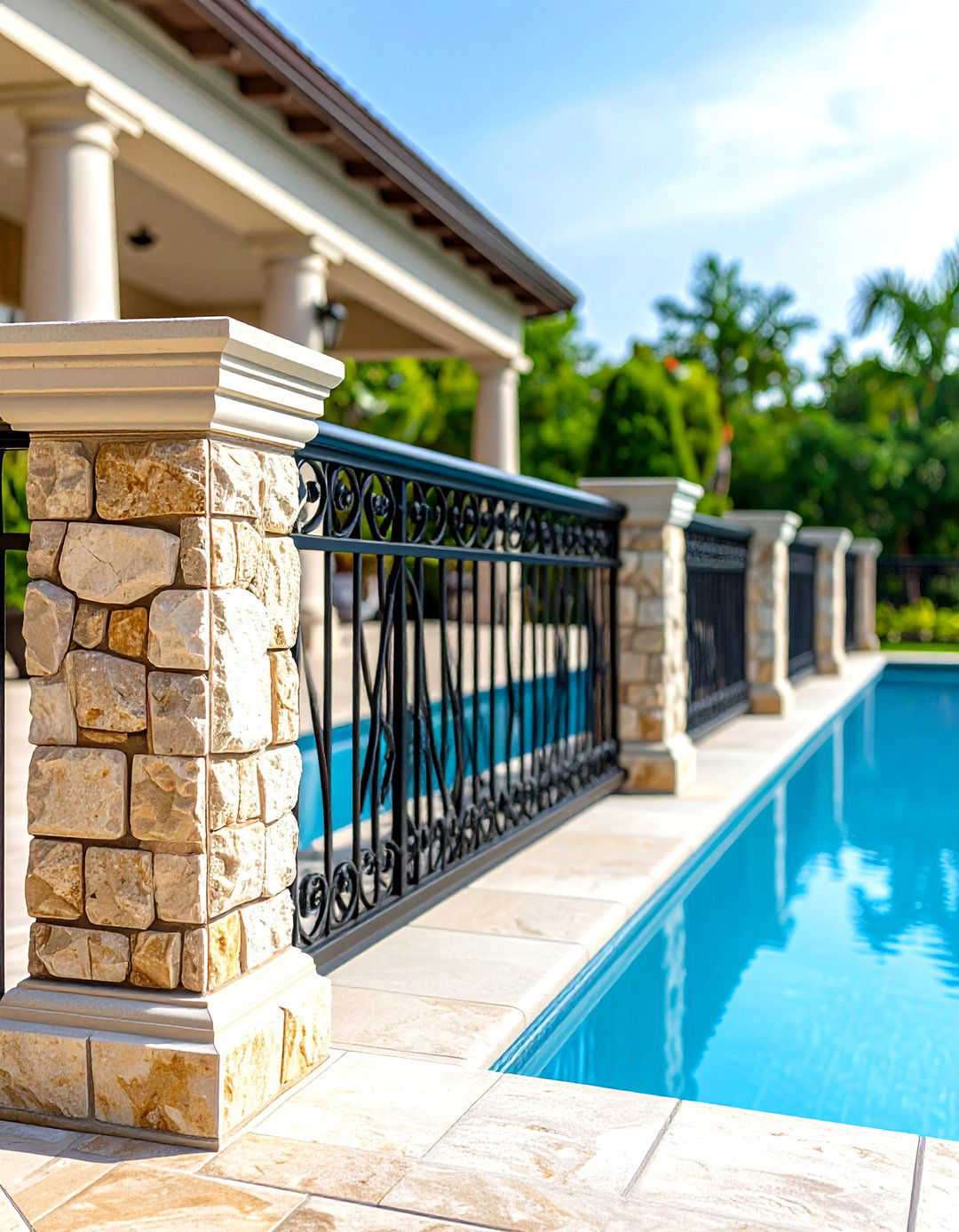 Stone and Metal Pool Deck Railings - 24 Pool Deck Railing Ideas
