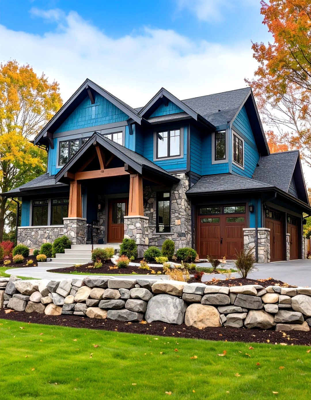 Stone and Teal Exterior Blend - 24 Teal House Exterior Ideas