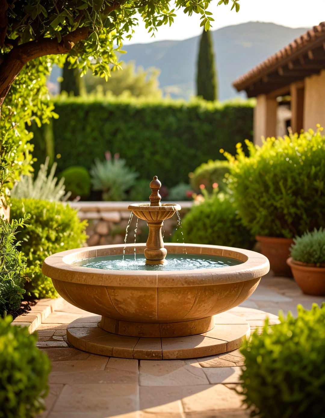 Stone and Tile Mediterranean Fountain Sink - 24 outdoor sink ideas