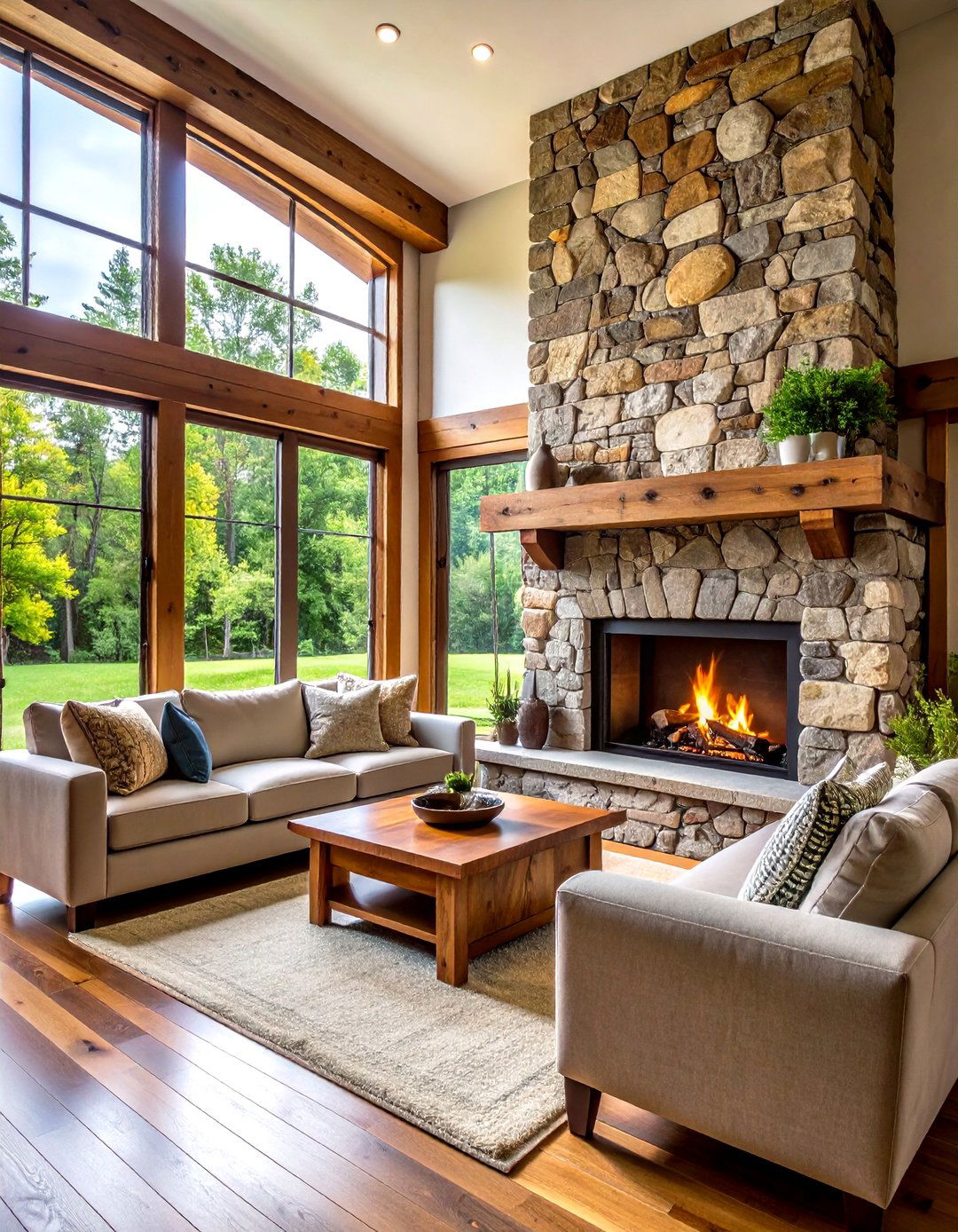 Stone and Wood Combinations - 24 Rustic Interior Design Ideas