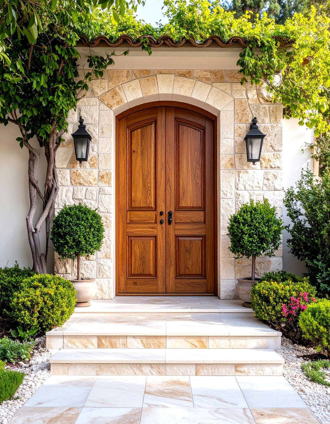 Stone and Wood Fusion Entrances - 24 Mediterranean Front Door Ideas