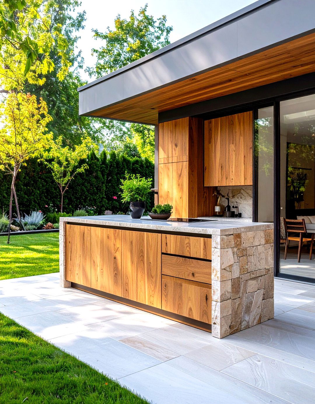 Stone and Wood Hybrid Cabinet - 24 Outdoor Shoe Storage Ideas