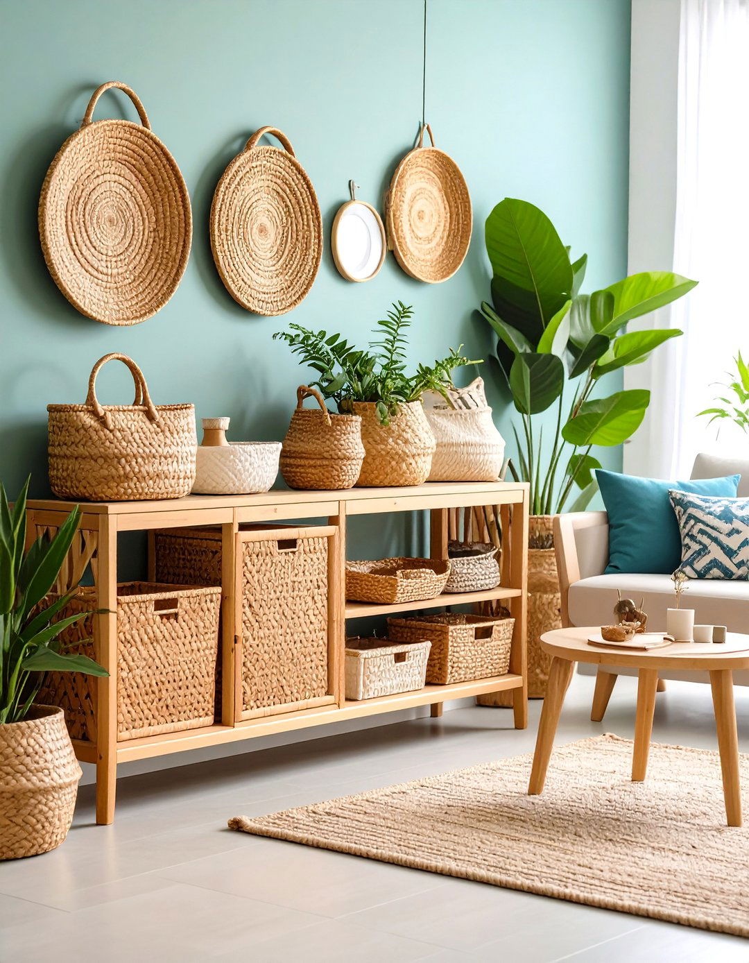 Storage Basket Organization System - 24 Tv Console Decor Ideas