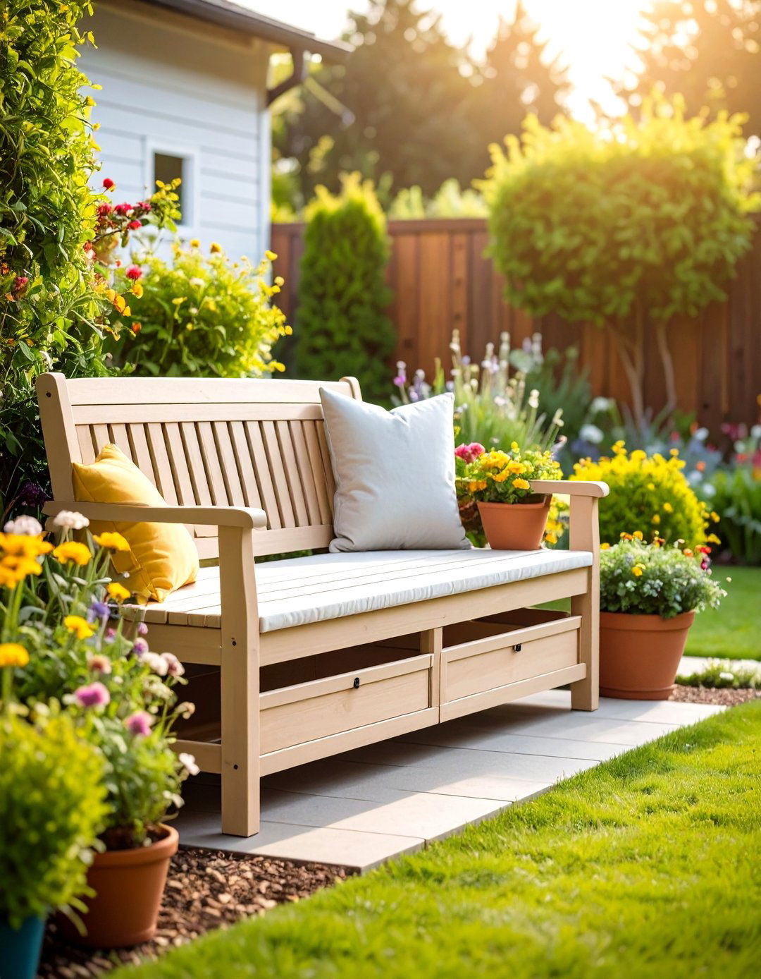 Storage Bench with Hidden Compartment - 24 Garden Bench Ideas