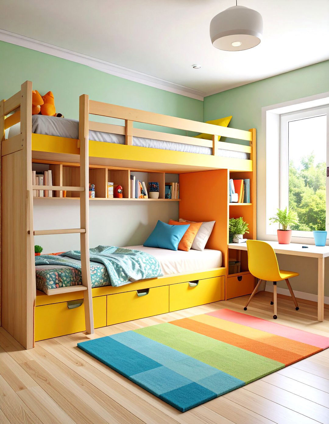 Storage Integrated Loft Beds - 24 Shared Kids' Room Design Ideas