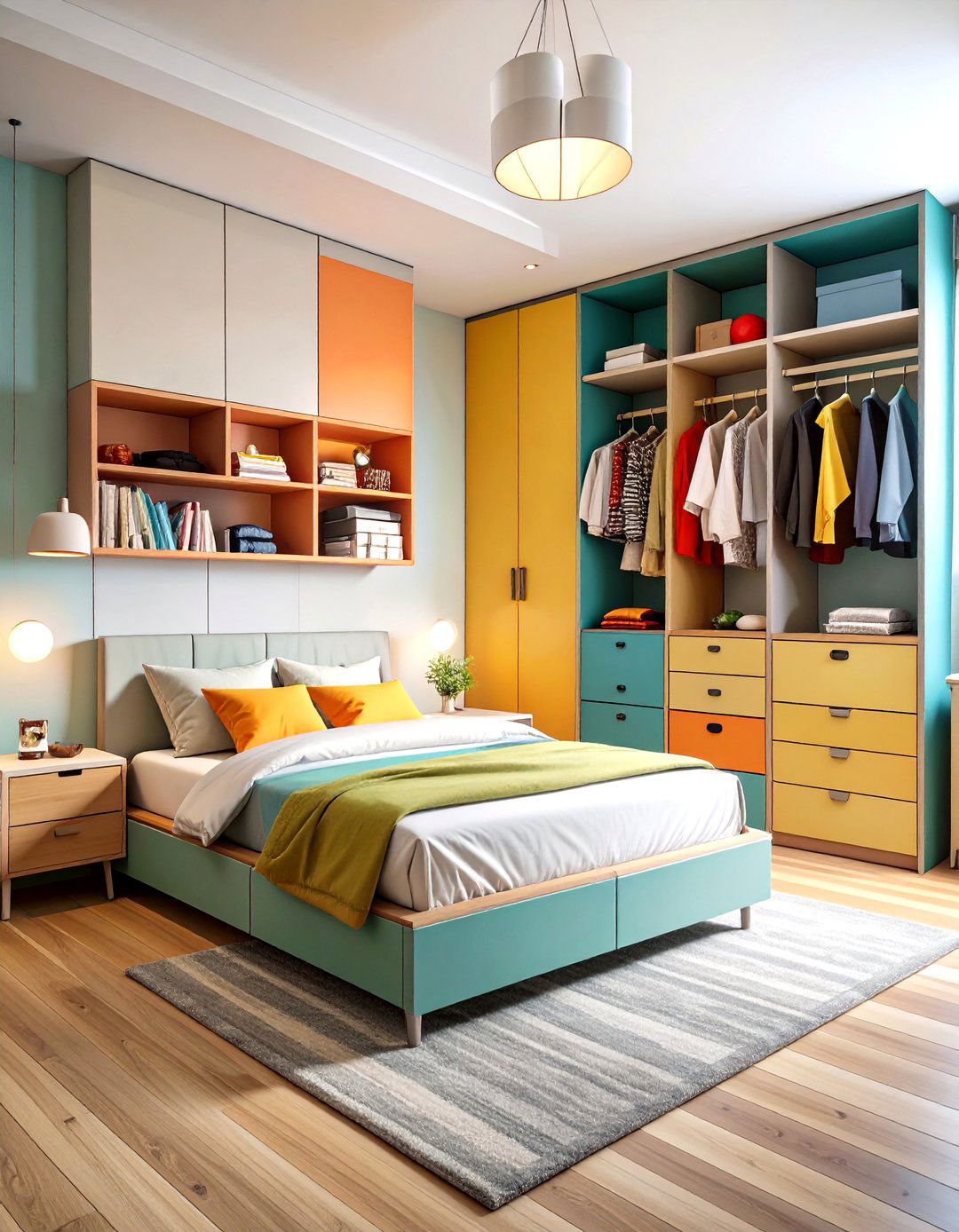 Storage Optimized Bedroom Layout - 24 Small Apartment Ideas for Guys
