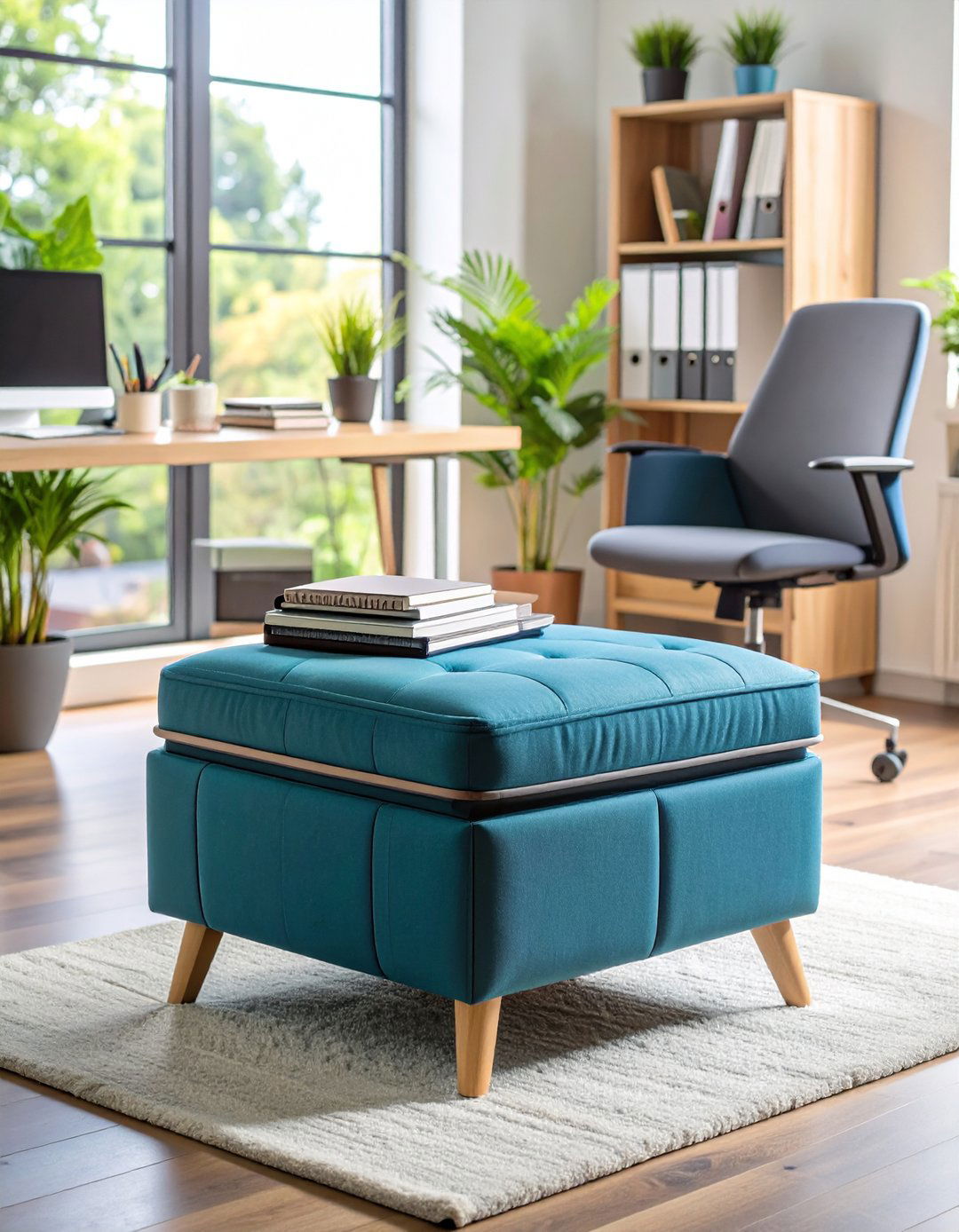 Storage Ottoman Desk Chair - 24 Budget Home Office Ideas