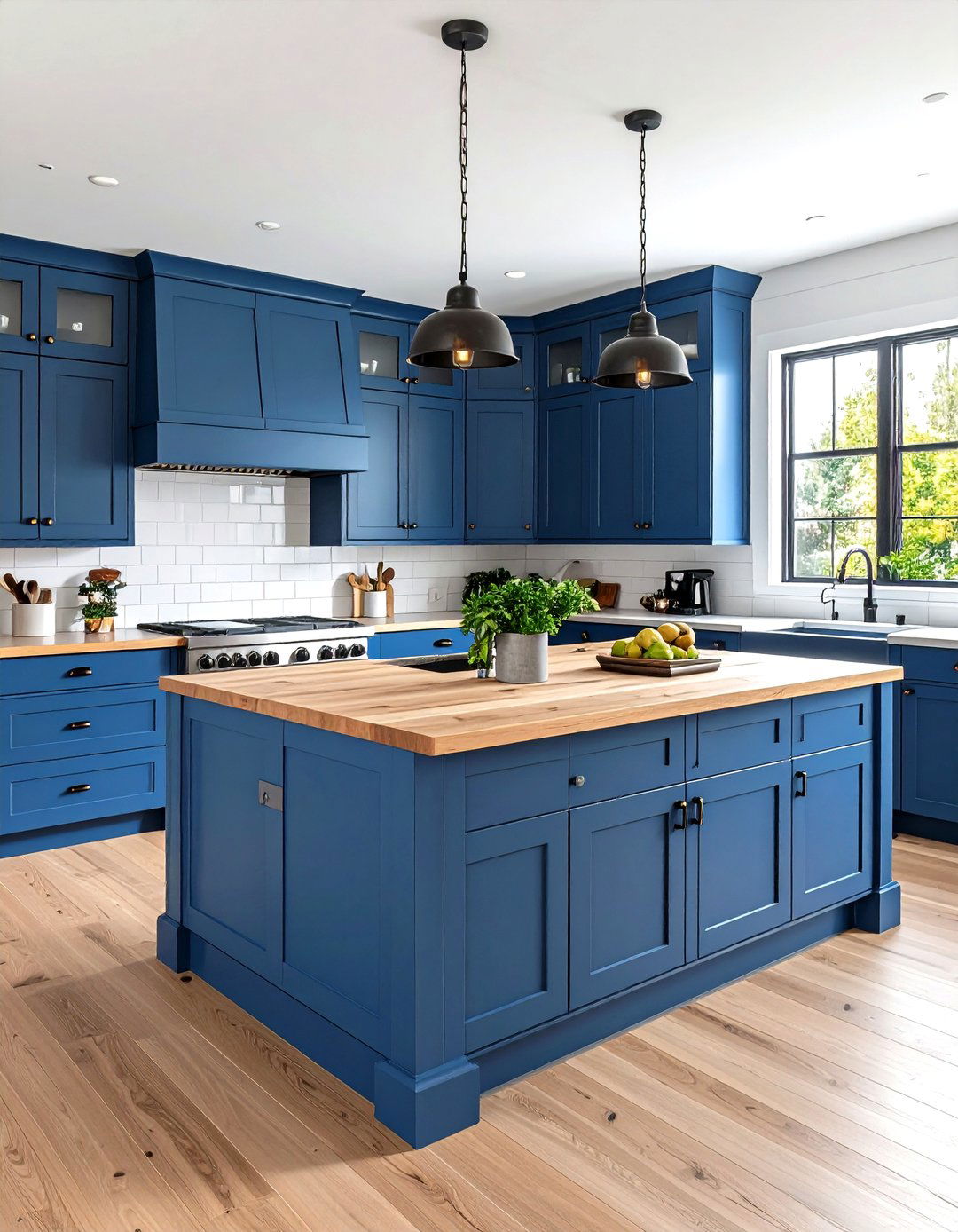 Storm Blue Modern Farmhouse Island with Shiplap Details - 24 Blue Kitchen Island Ideas