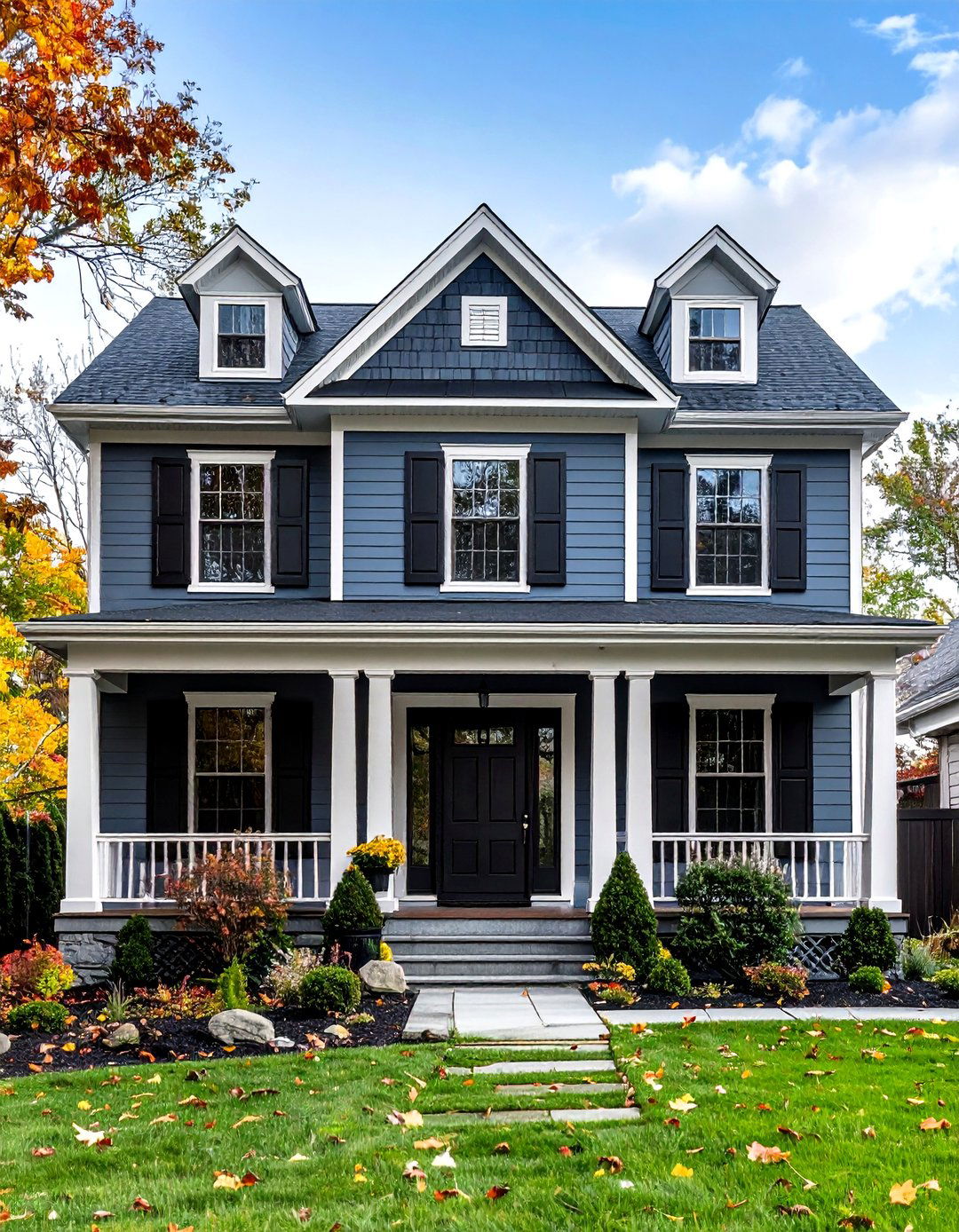 Storm Gray Exterior with Black Accents - 24 Gray Exterior House Paint Ideas