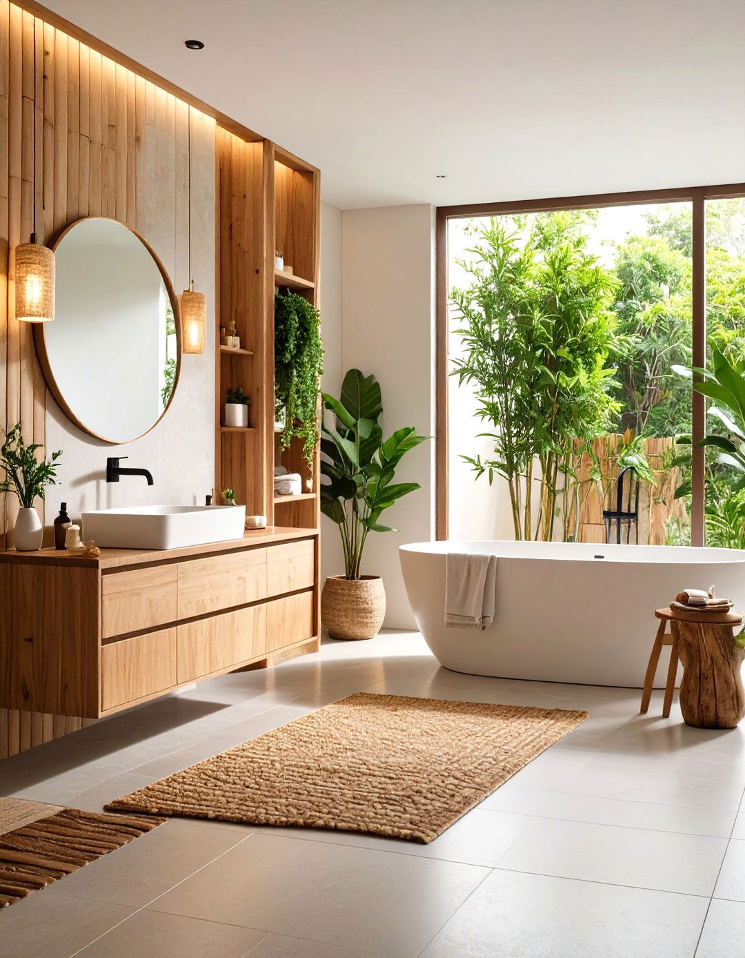 Strand Woven Bamboo with Carbonized Finish - 24 Ideas for Wood Floors in Bathrooms