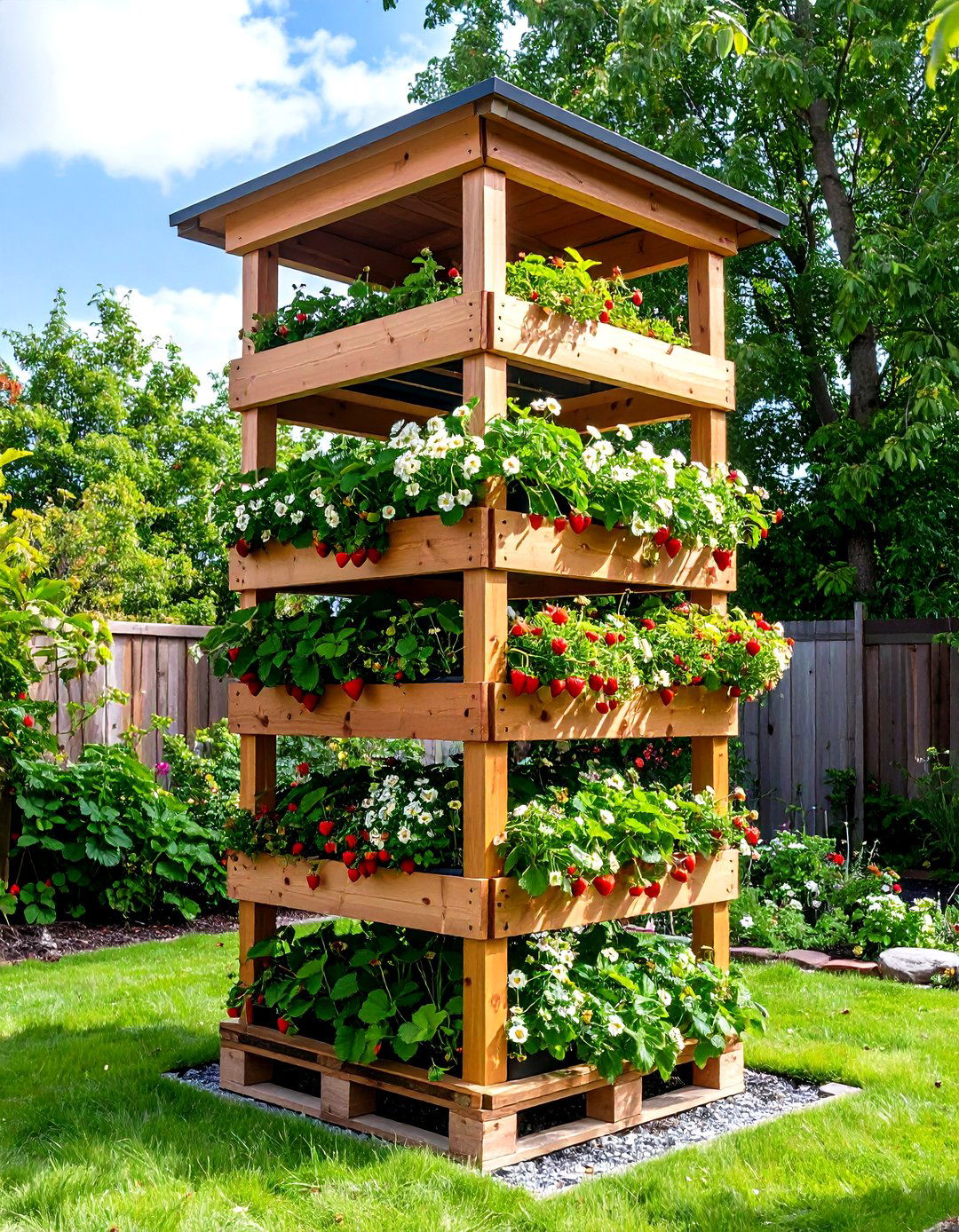 Strawberry Tower Garden - 24 Pallet Garden Ideas