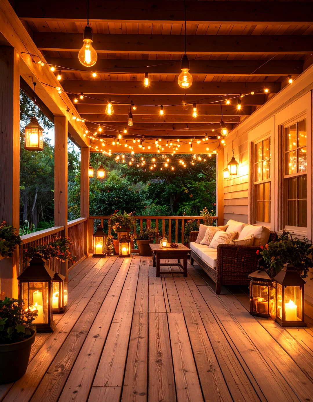 String Light Ambiance Creation - 24 Boho Farmhouse Decor Ideas