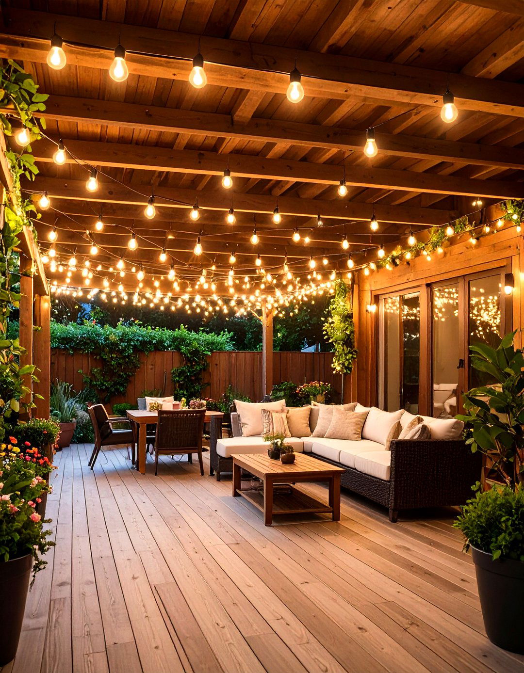 String Light Canopies Overhead - 24 Covered Patio Lighting Ideas