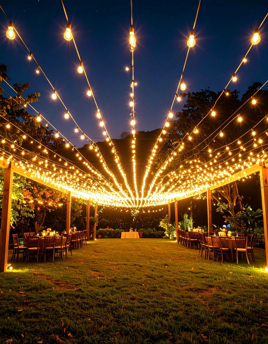 String Light Canopy Magic - 24 Wedding Backdrop Ideas