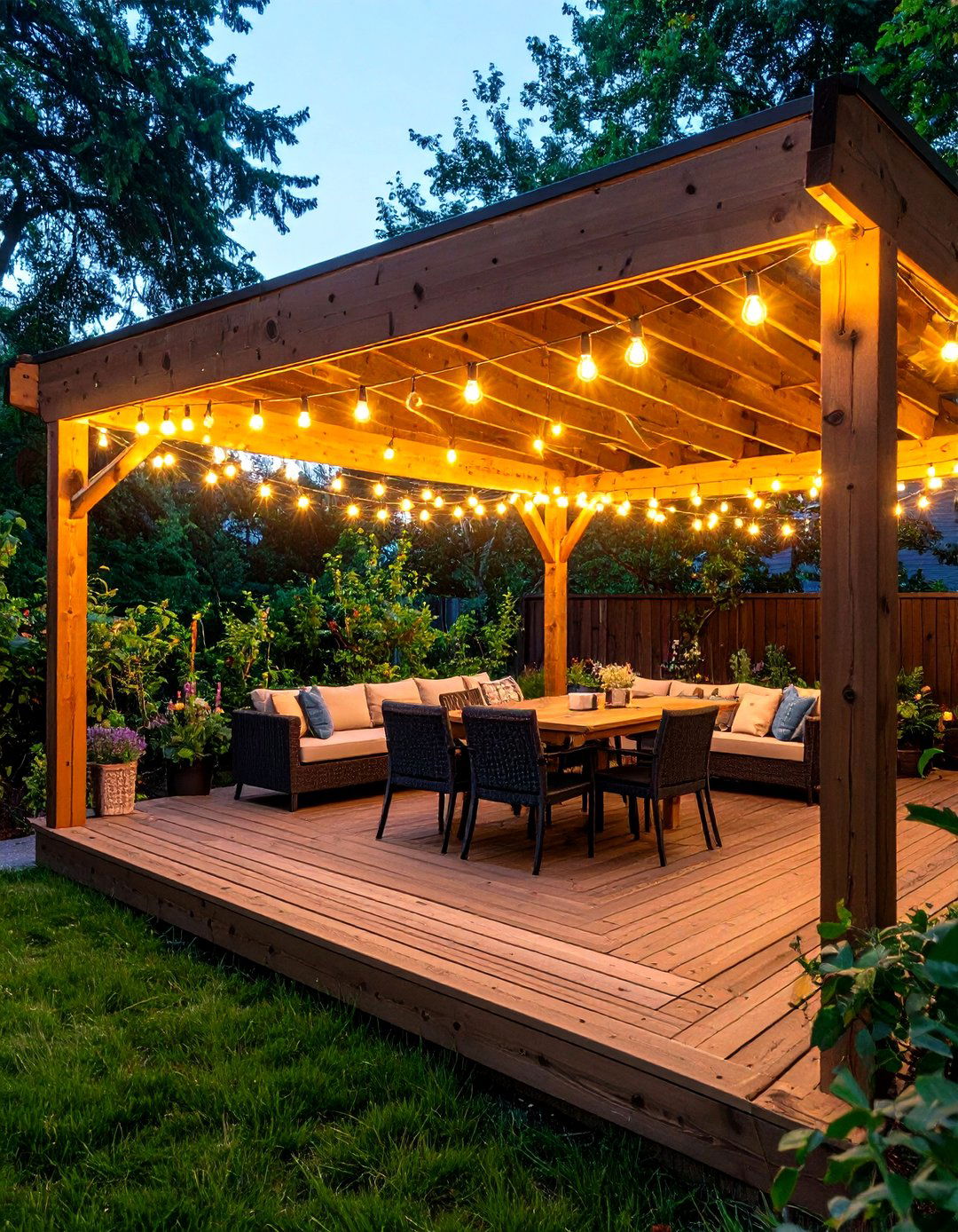 String Light Entertainment Canopies - 24 Deck Decorating Ideas