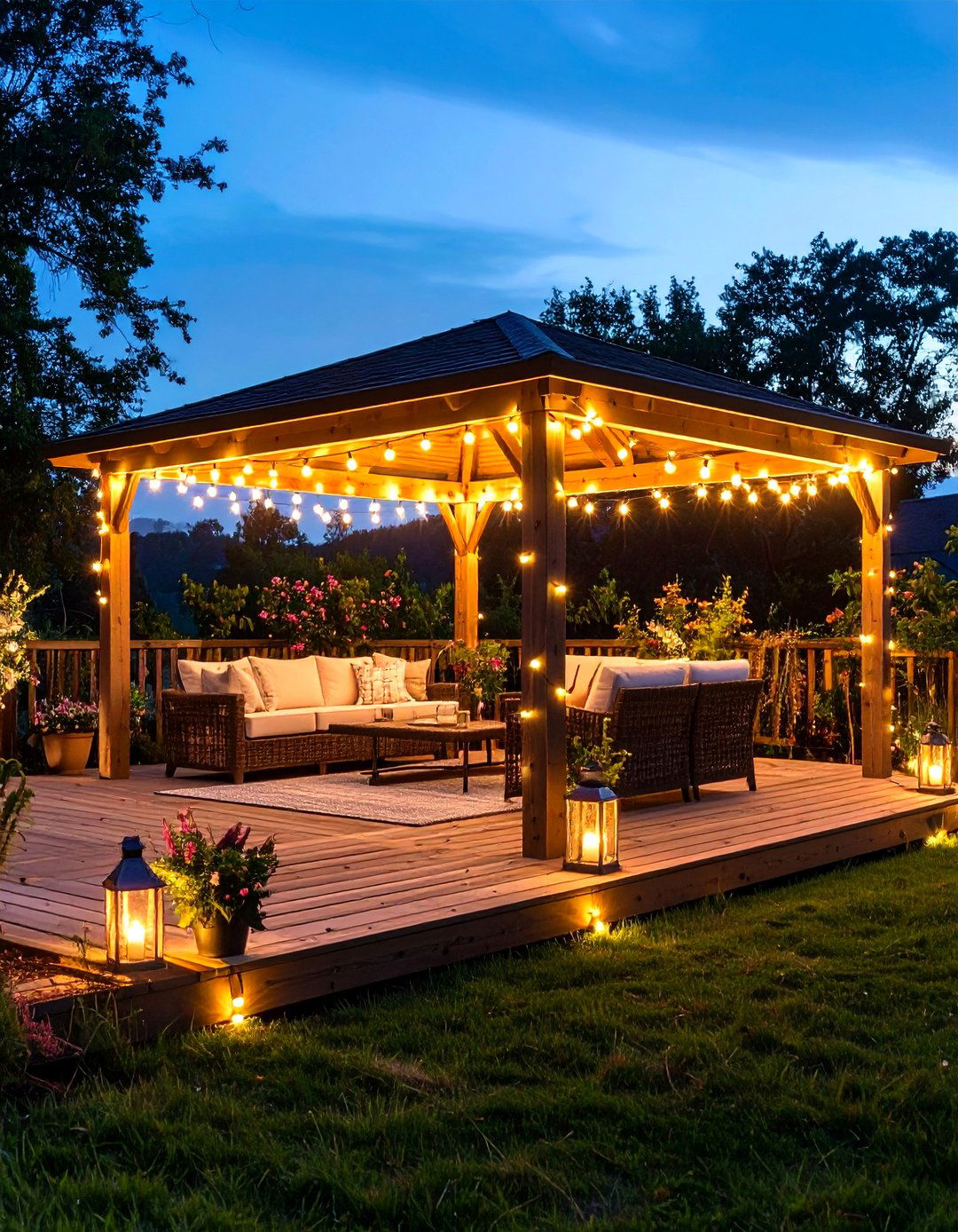 String Light Gazebo for Evening Ambiance - 24 Gazebo on Deck Ideas