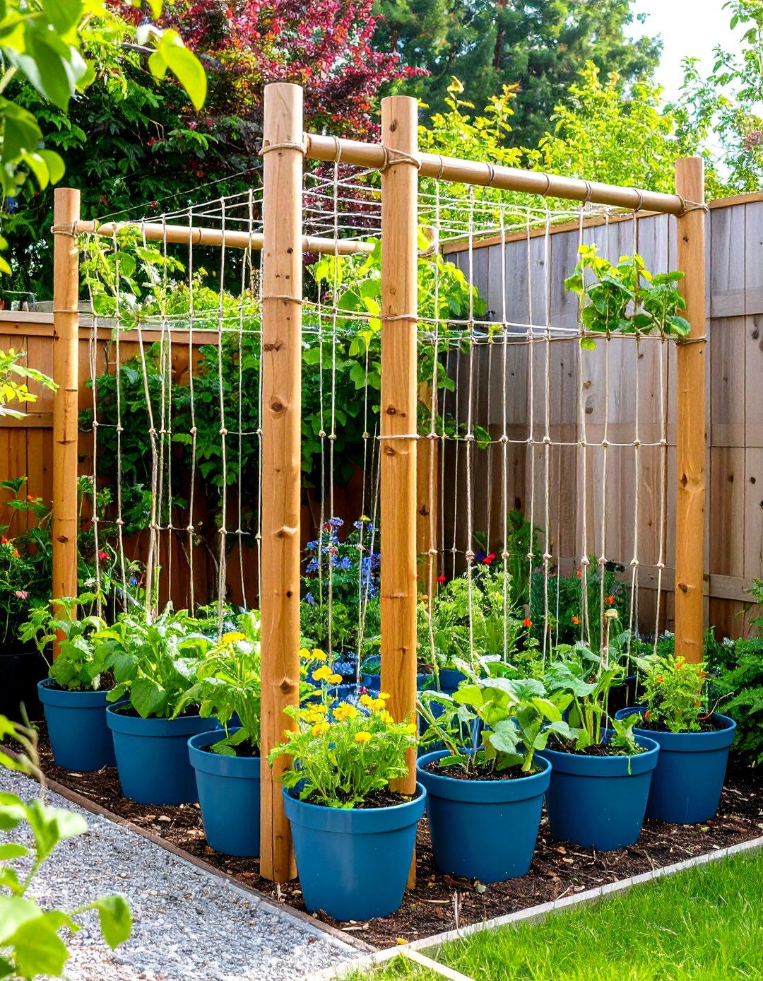 String and Post Trellis - 24 Cucumber Trellis Ideas