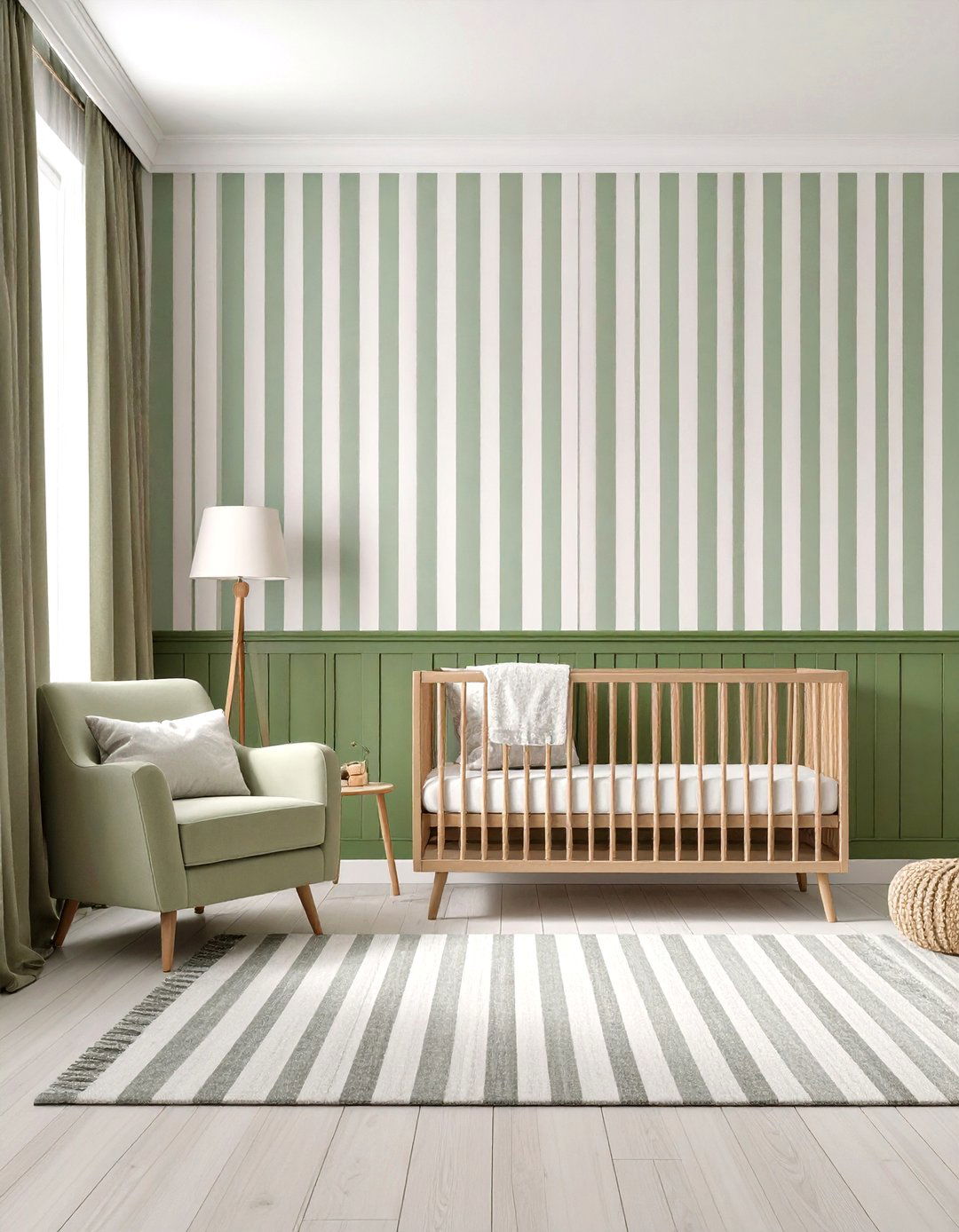 Stripe Accent Design - 24 Sage Green Nursery Ideas