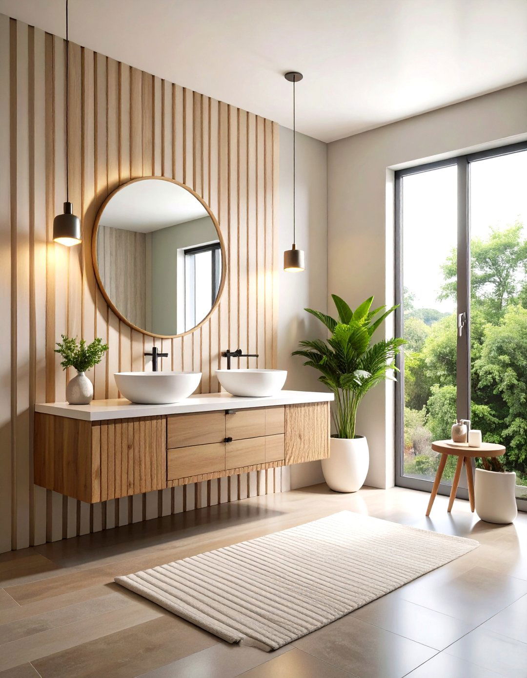 Striped Black and White Powder Room - 24 Black and White Powder Room Ideas