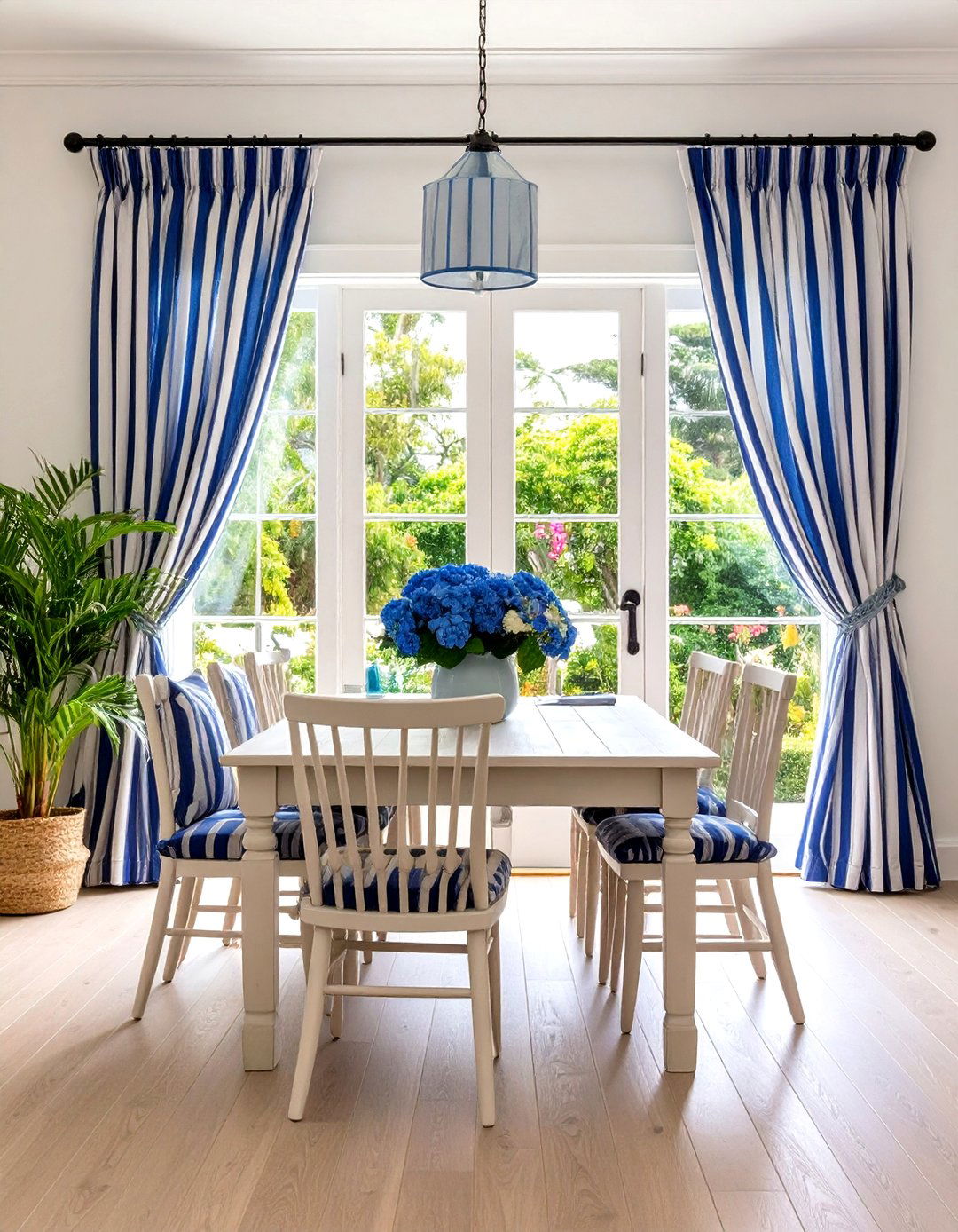 Striped French Door Curtains for Coastal Style - 24 French Door Curtain Ideas