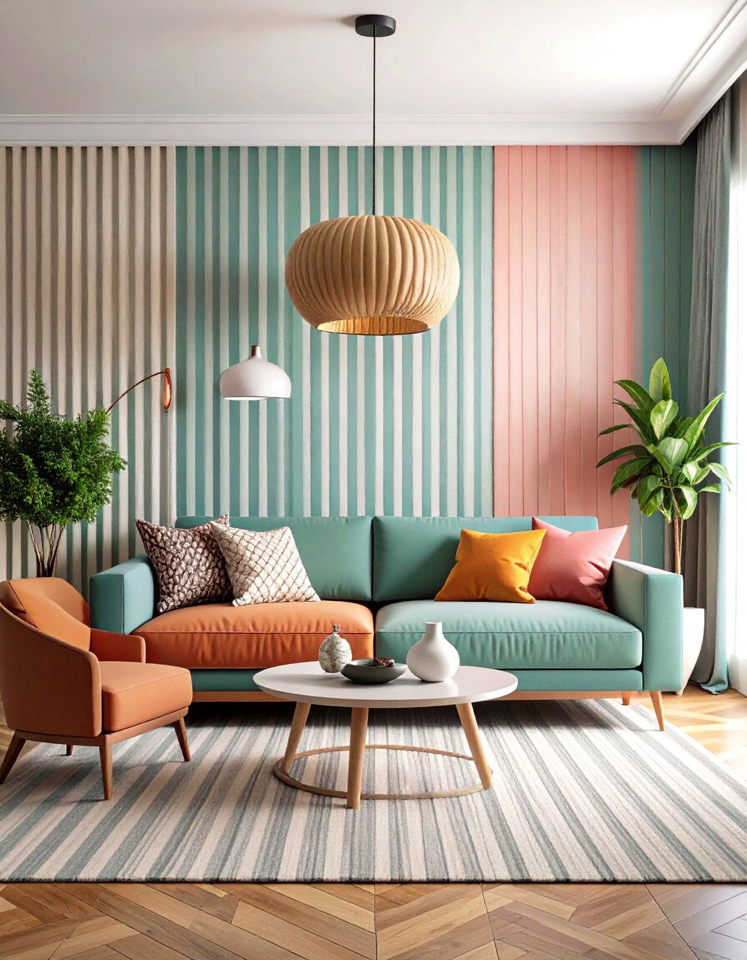 Striped Living Room Wallpaper - 24 Living Room Wallpaper Ideas