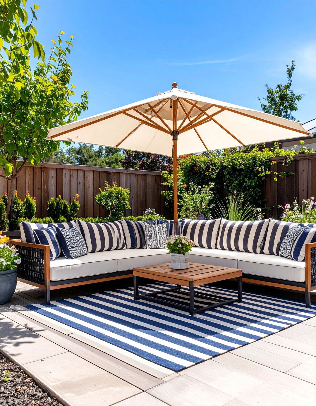 Striped Pattern Patio Theme - 24 Black and White Patio Ideas
