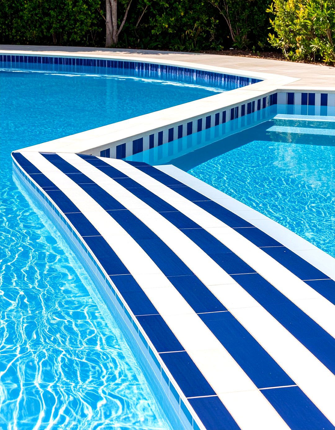Striped Pool Waterline Pattern Design - 24 Waterline Pool Tile Ideas