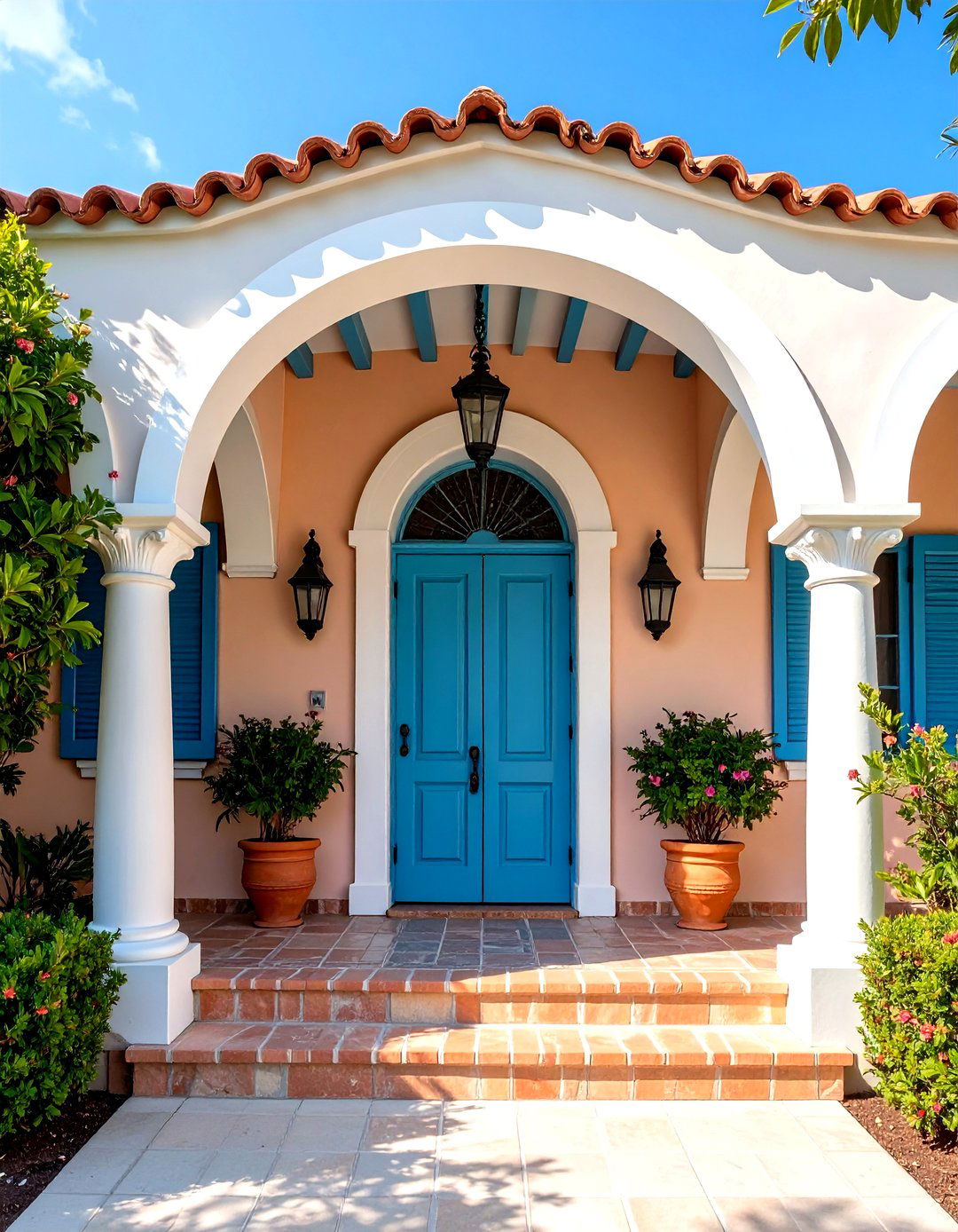 Stucco Archway Entry Porch - 24 spanish style front porch ideas