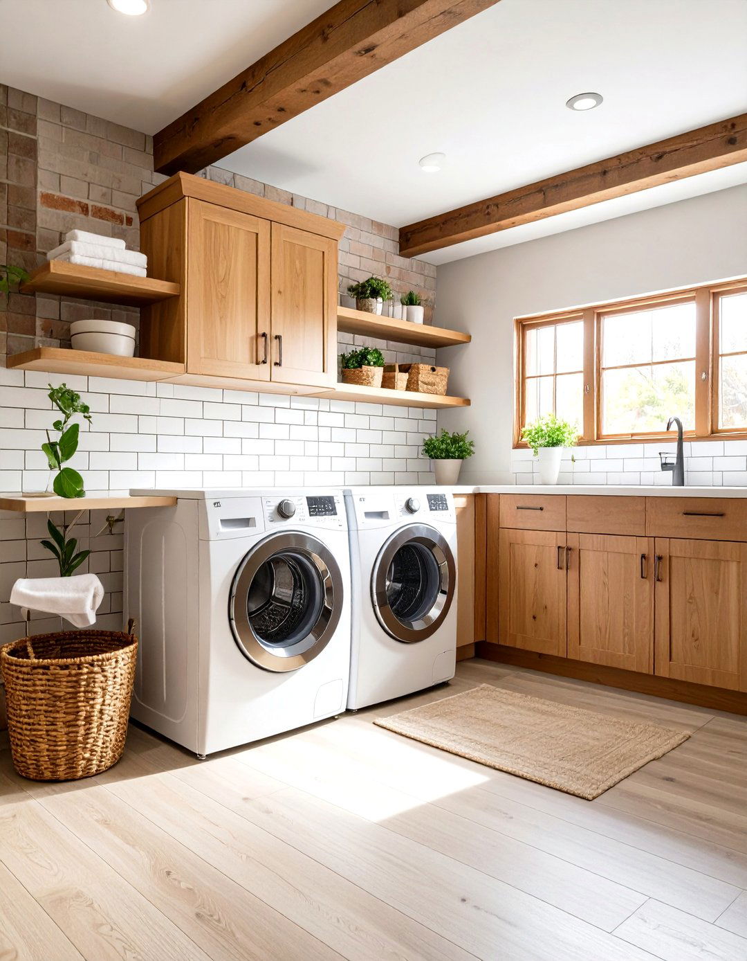 Subway Tile Backsplash Basement Laundry Wall Treatment - 24 basement laundry room ideas