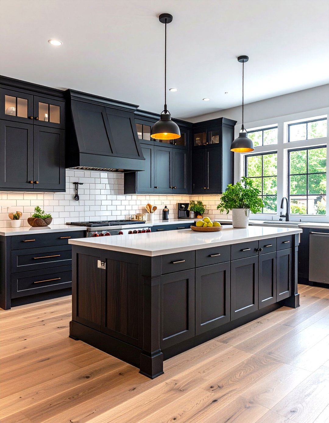 Subway Tile Dark Cabinets - 24 Dark Wood Kitchen Cabinets