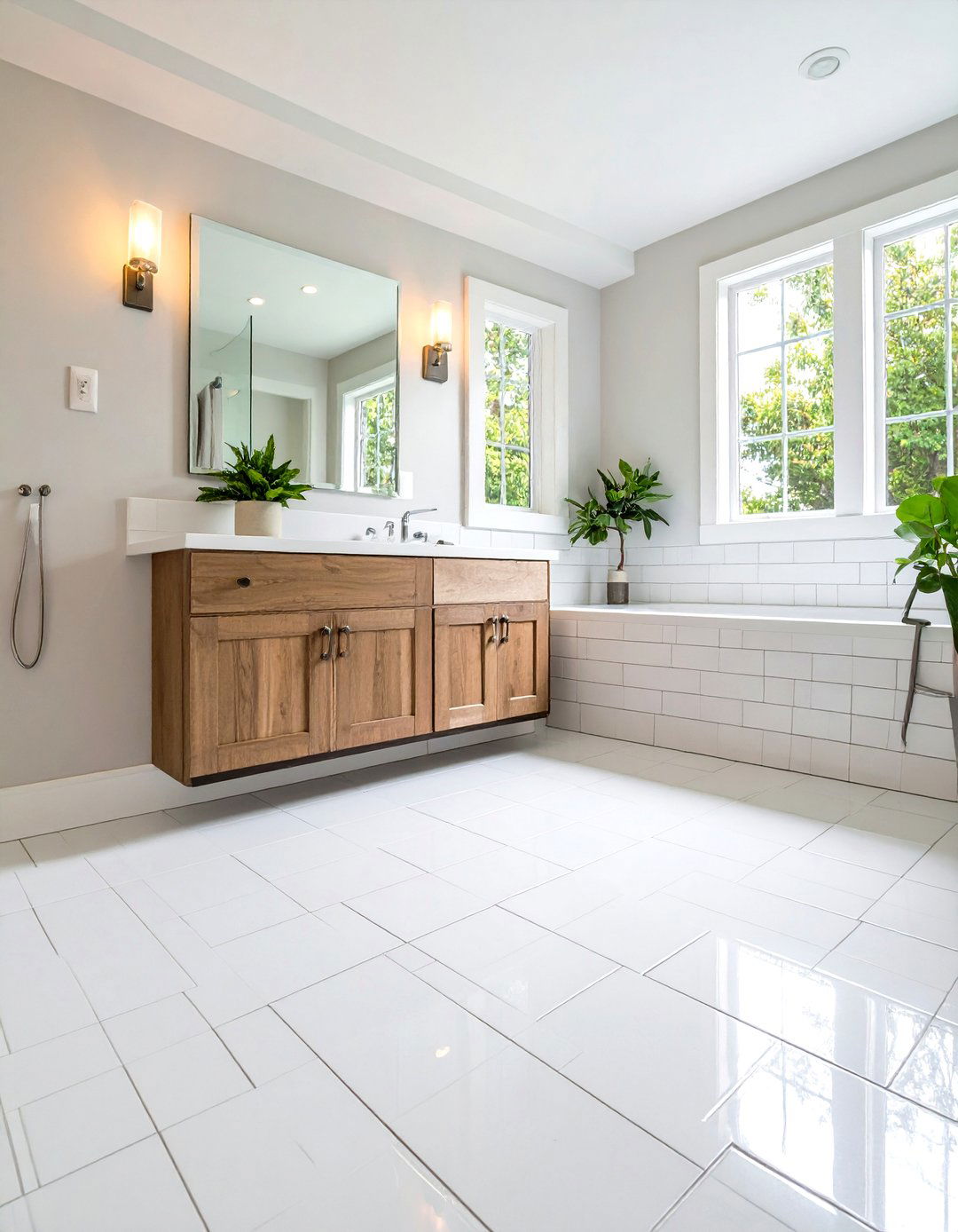 Subway Tile Floor Layout - 24 Small Bathroom Flooring Ideas