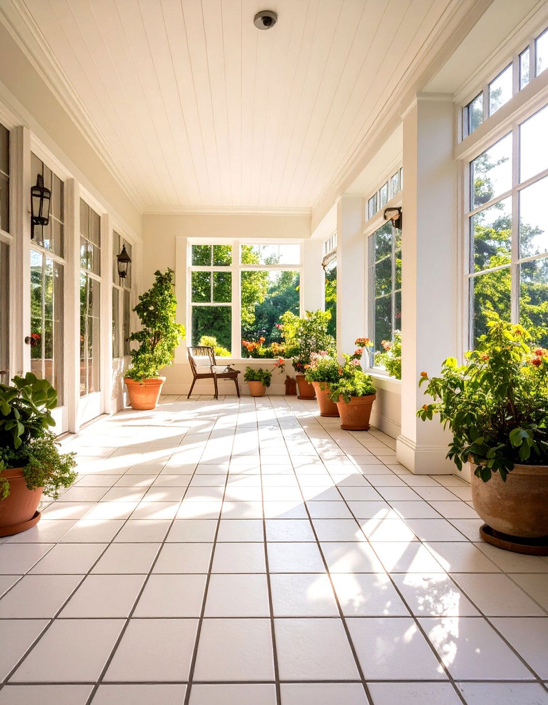 Subway Tile Pattern Sunroom Flooring - 24 Sunroom Tile Floor Ideas