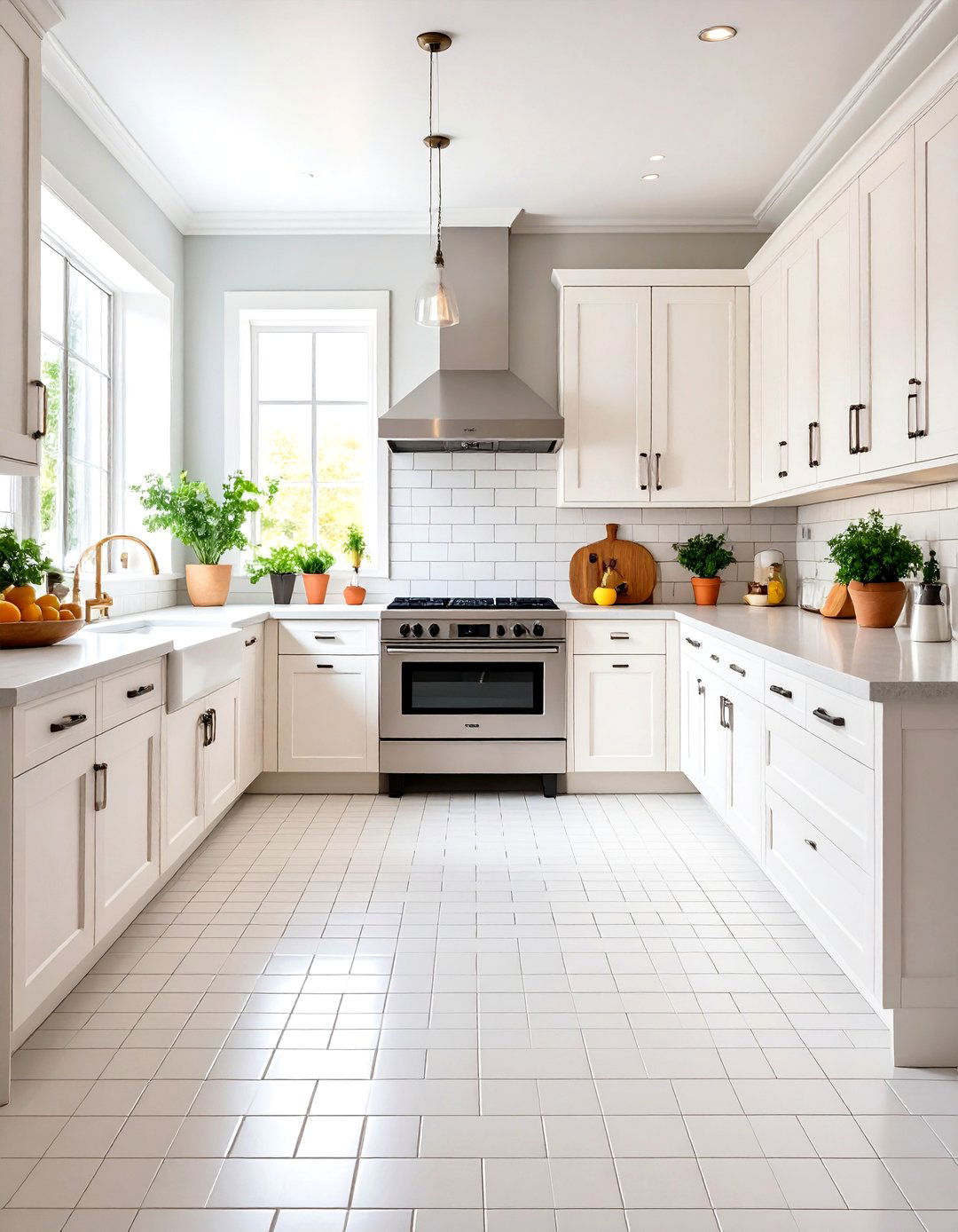 Subway Tile Pattern White Floors - 24 White Kitchen Floor Ideas