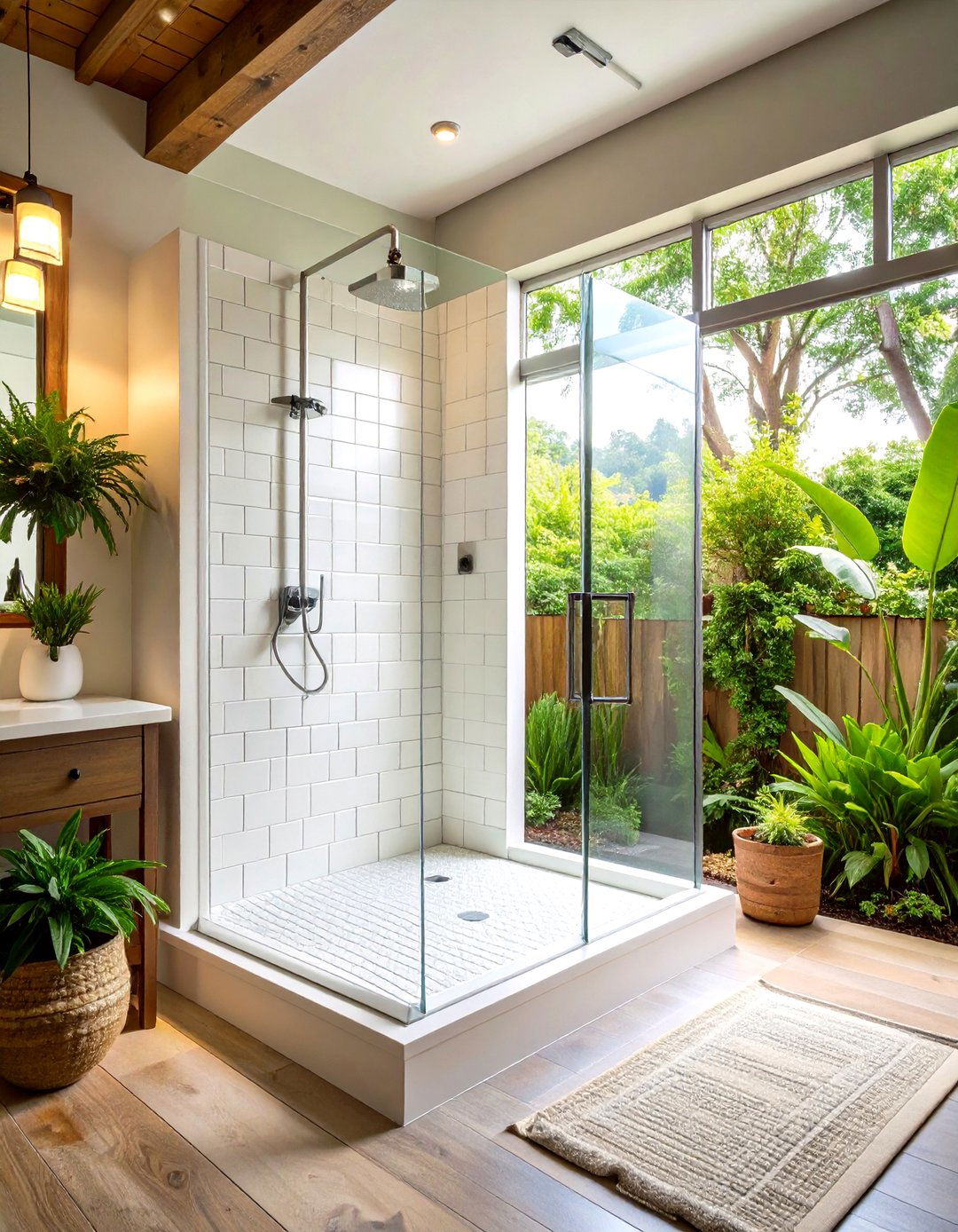 Subway Tile Shower Surrounds - 24 Farmhouse Bathroom Ideas