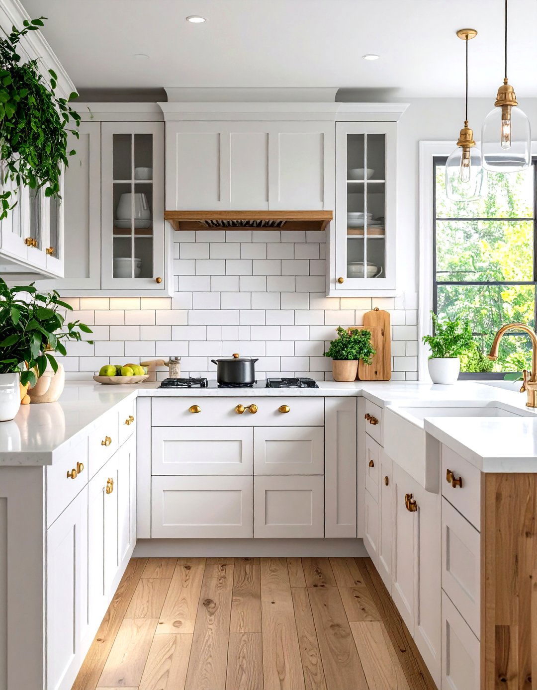 Subway Tile with Dark Grout - 24 Rustic White Kitchen Ideas