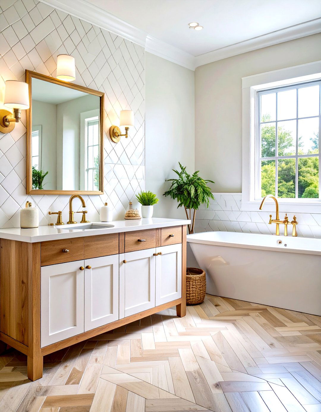 Subway Tile with Dark Grout Bathroom - 24 Country Bathroom Ideas