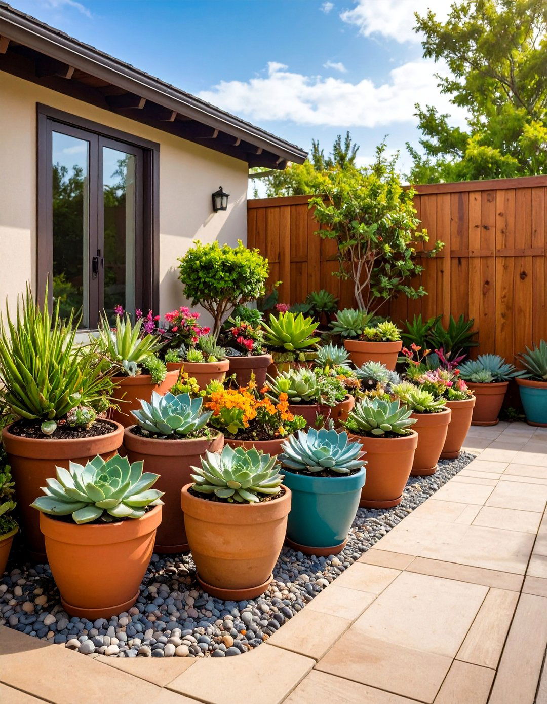 Succulent Container Garden Display - 24 Backyard Ideas on a Budget