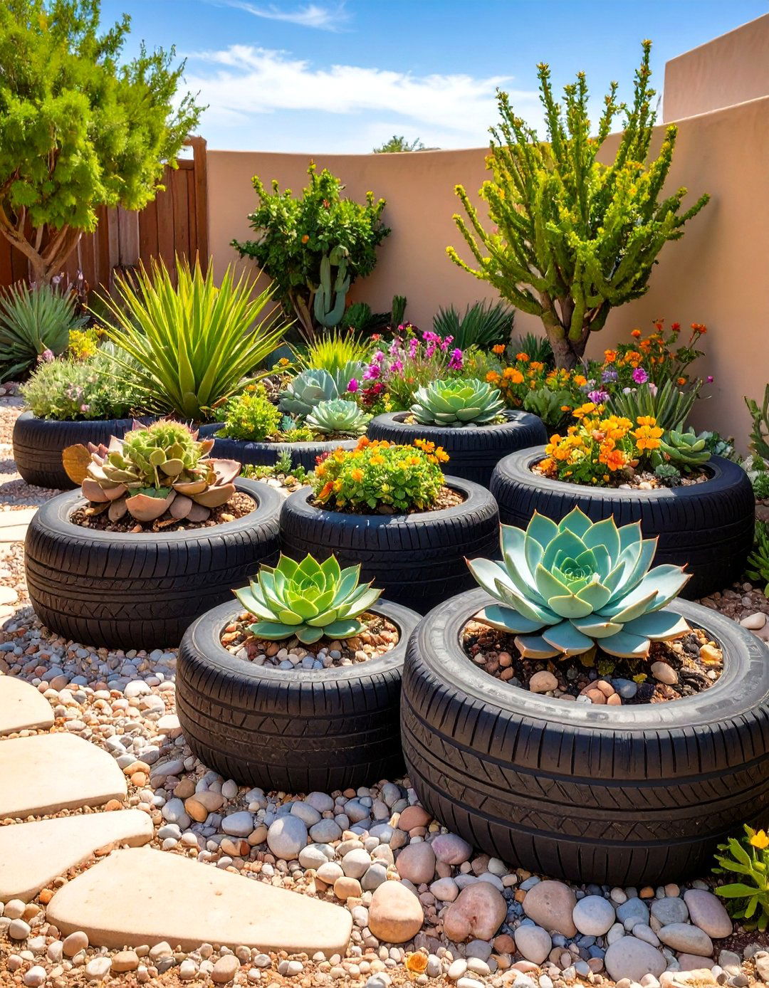 Succulent Desert Gardens - 24 Recycled Tyre Garden Art Ideas