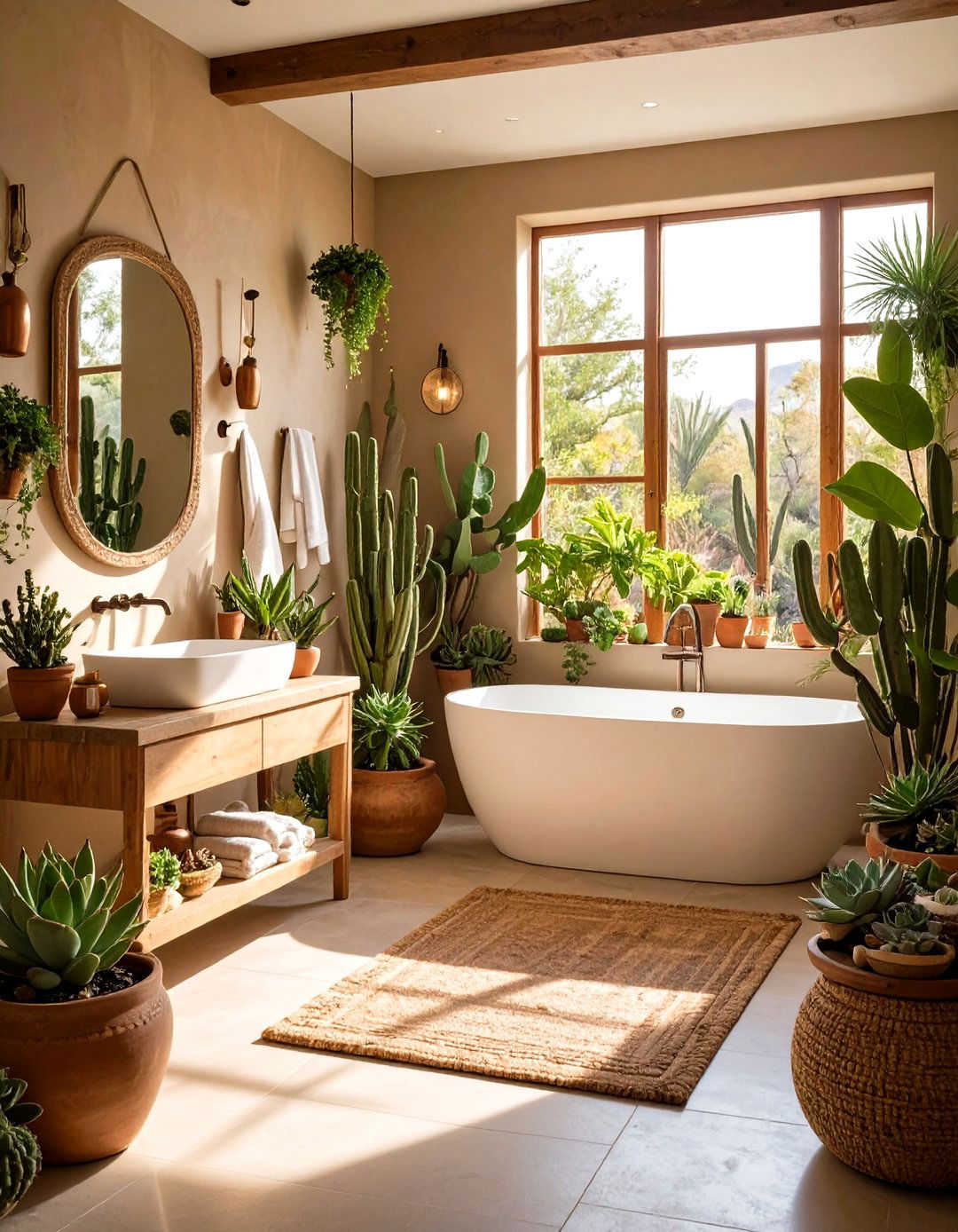 Succulent Desert Oasis - 24 Greenhouse Bathroom Ideas