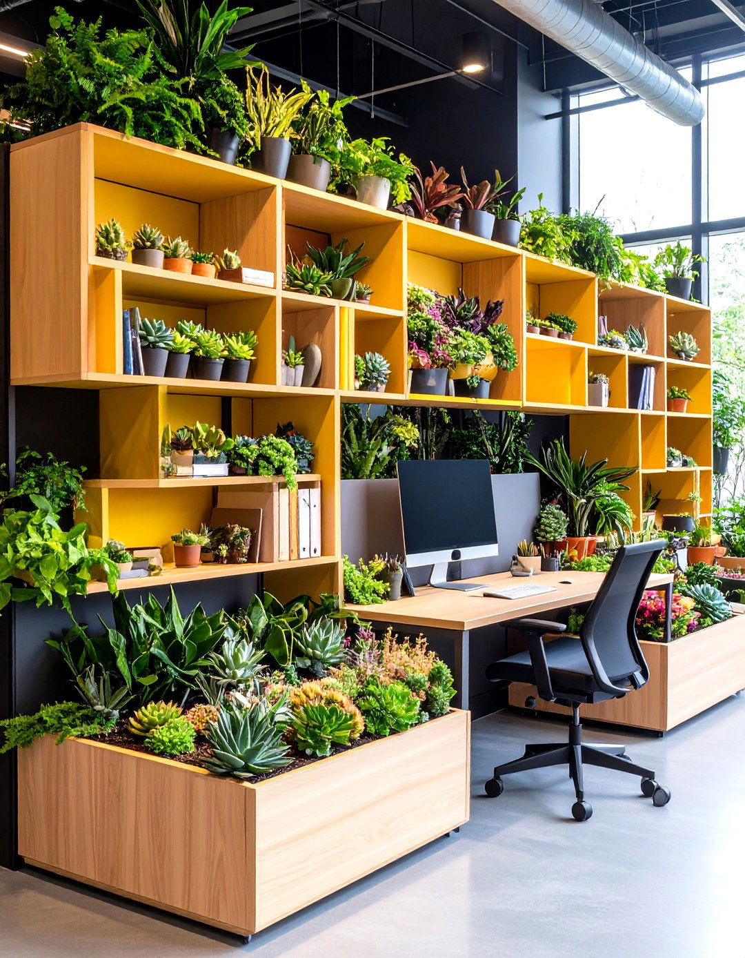 Succulent Garden Office Oasis - 24 Cubicle Decor Ideas
