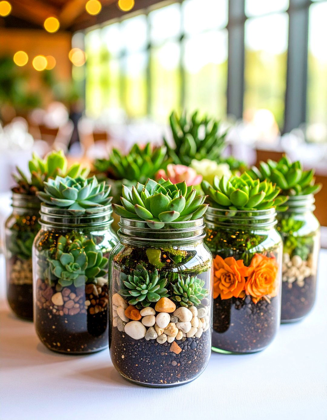 Succulent Mason Jar Centerpieces - 24 Mason Jar Wedding Centerpieces