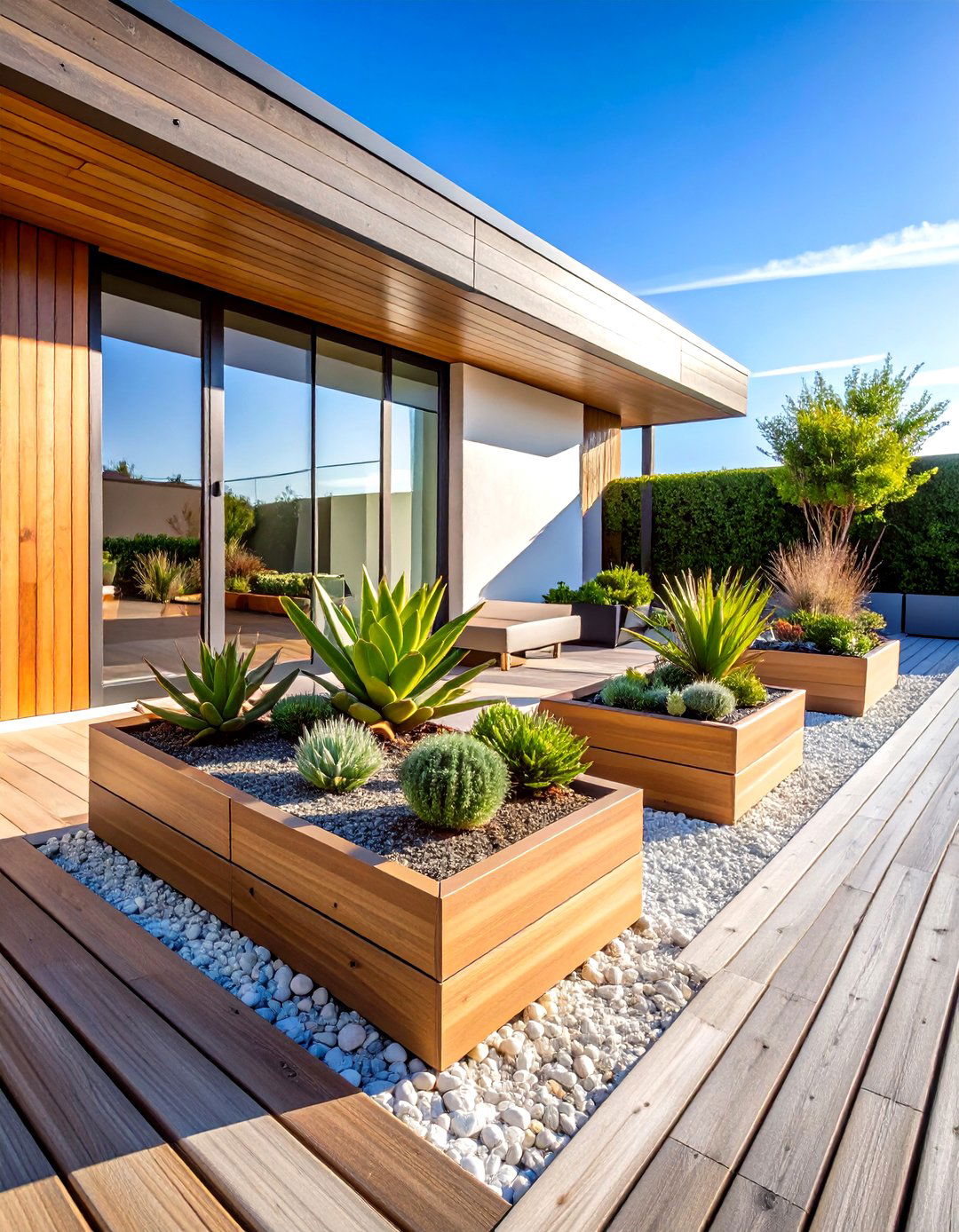 Succulent Modern Minimalist Arrangement - 24 Deck Decorating Ideas With Plant