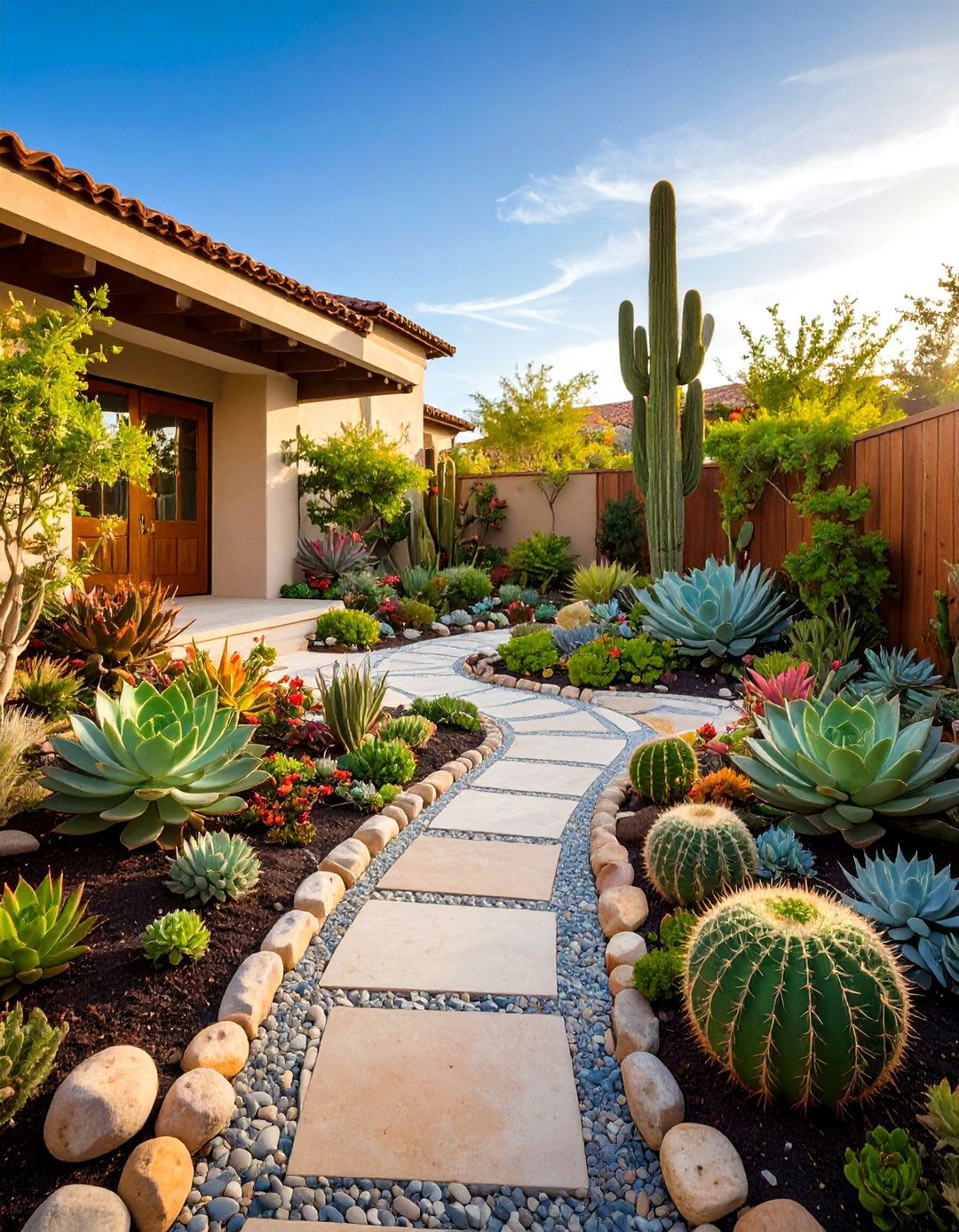 Succulent Mosaic Garden Design - 24 front yard spanish style landscaping ideas