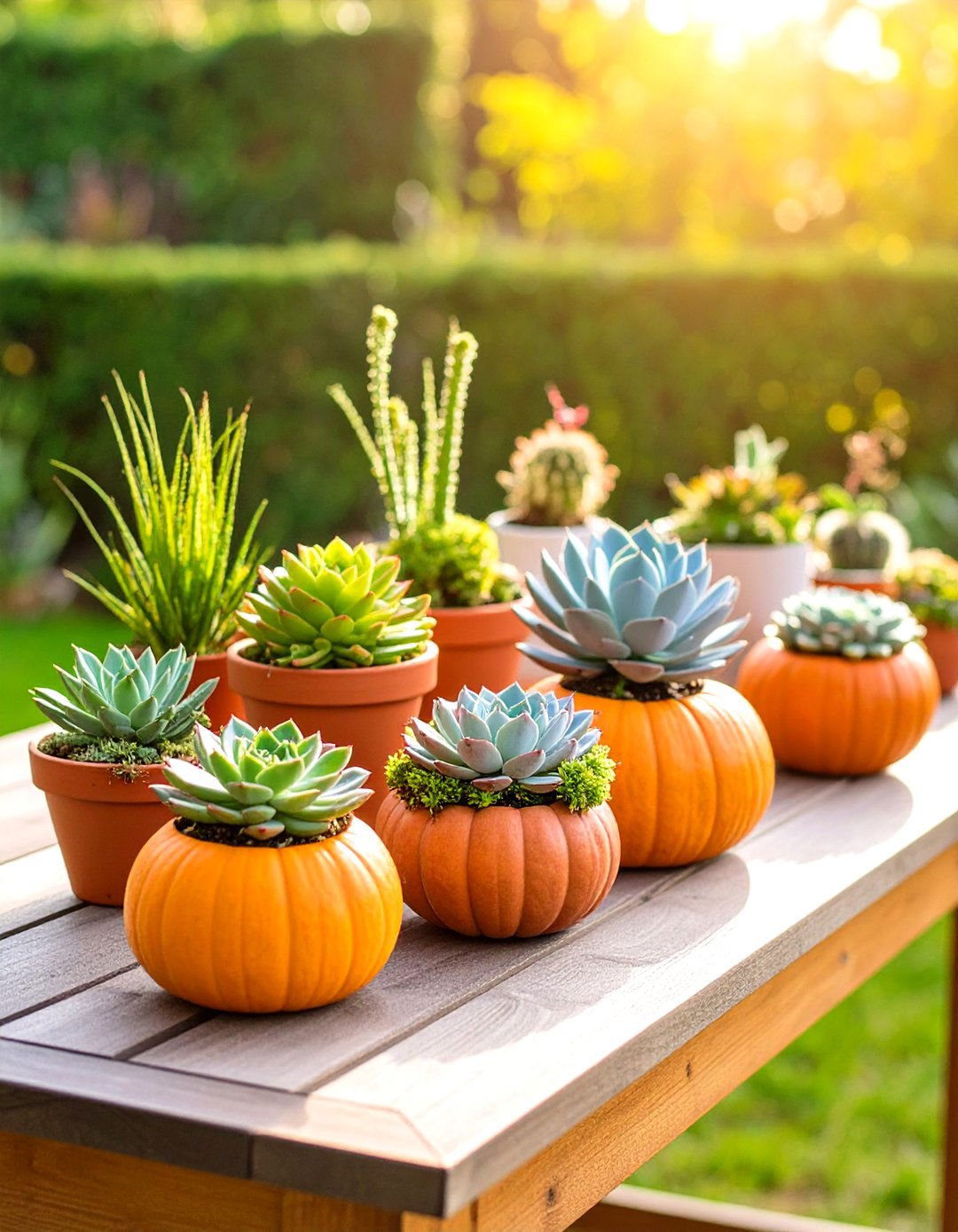 Succulent Pumpkin Garden Display - 24 Pumpkin Decor Ideas