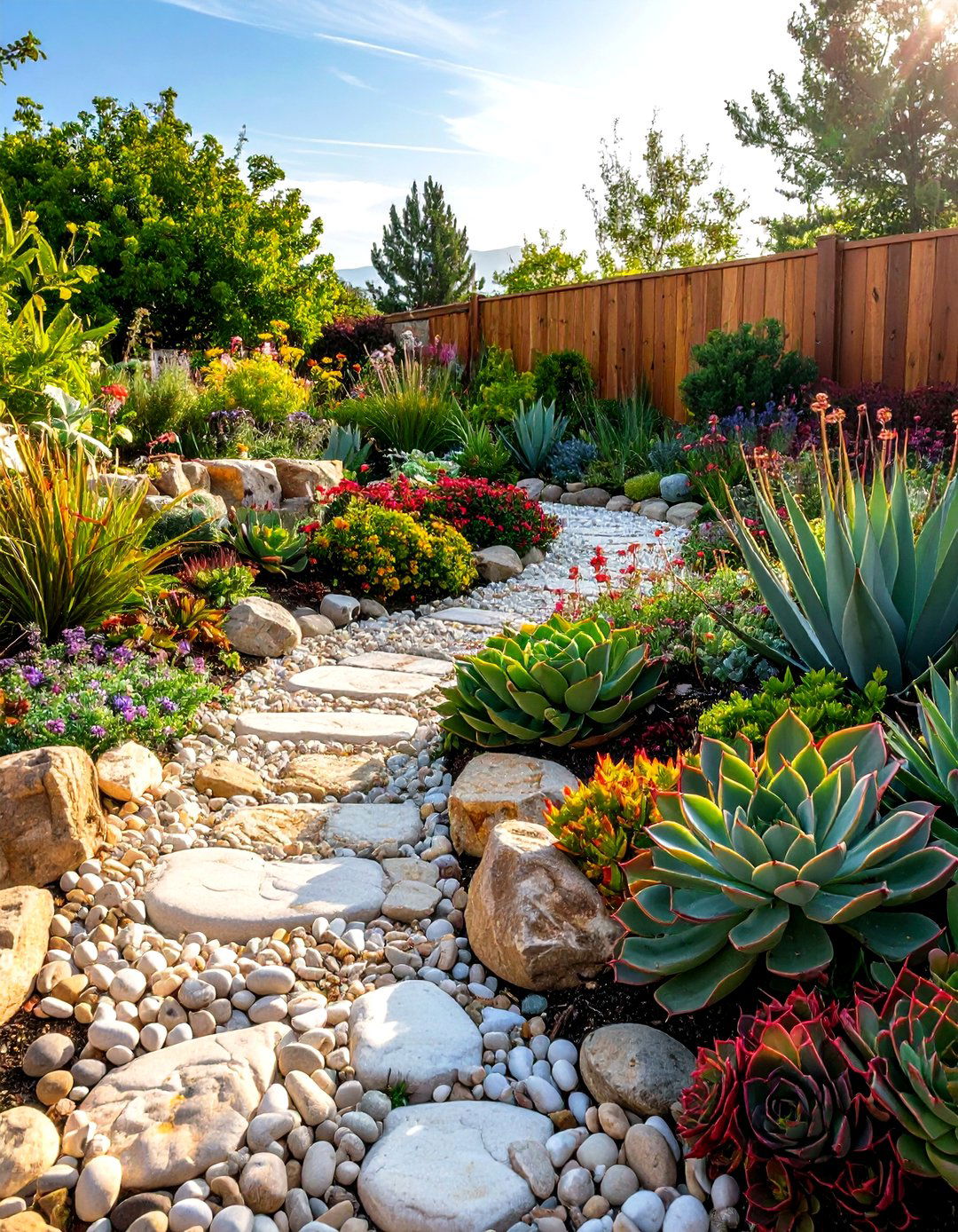 Succulent Rock Garden Border - 24 Low Maintenance Garden Border Ideas