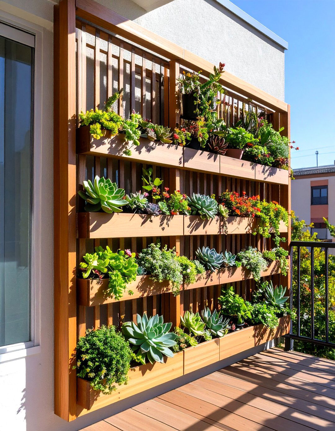Succulent Wall Trellis Garden - 24 Balcony Trellis Ideas