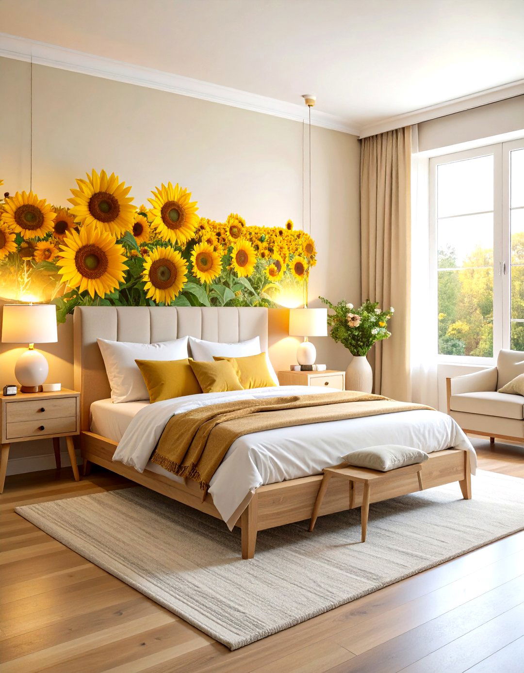 Sunflower Field Wall Mural Bedroom - 24 Sunflower Bedroom Ideas