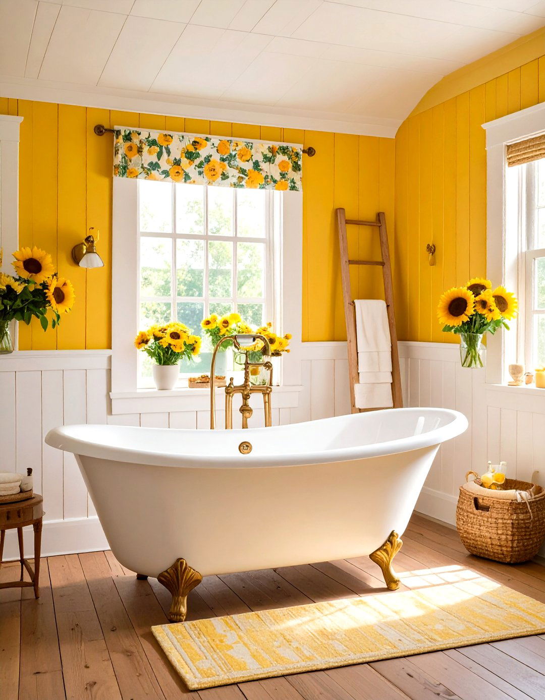 Sunflower Yellow Cottage Bathroom - 24 Yellow Bathroom Ideas